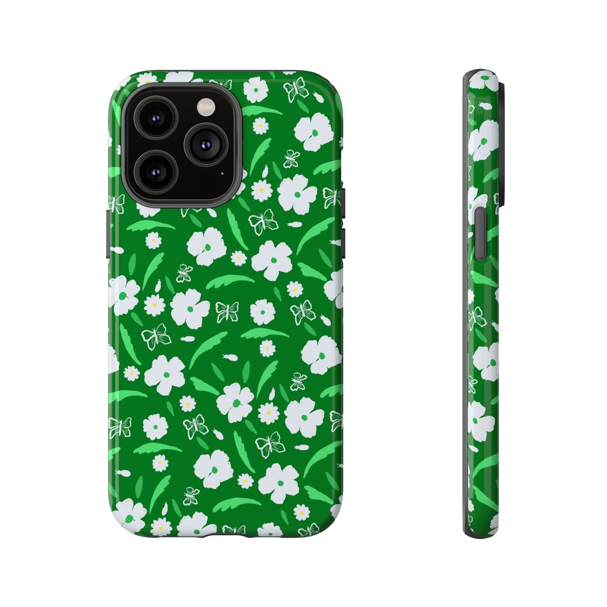 Green Meets White Flora Hand Designed Prints Tough Cases Printify