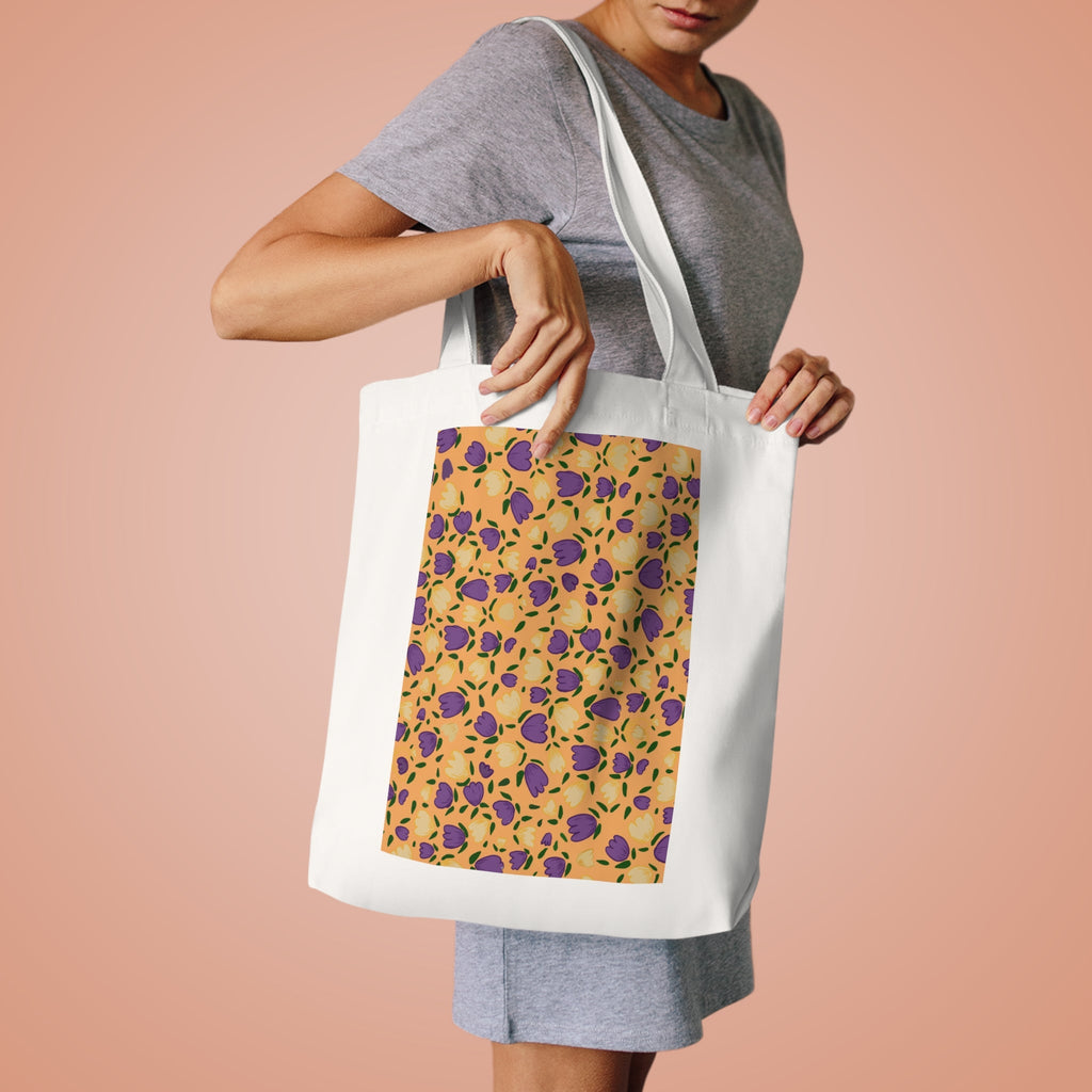 Wild Flora Orange Hand Design Cotton Tote Bag Printify