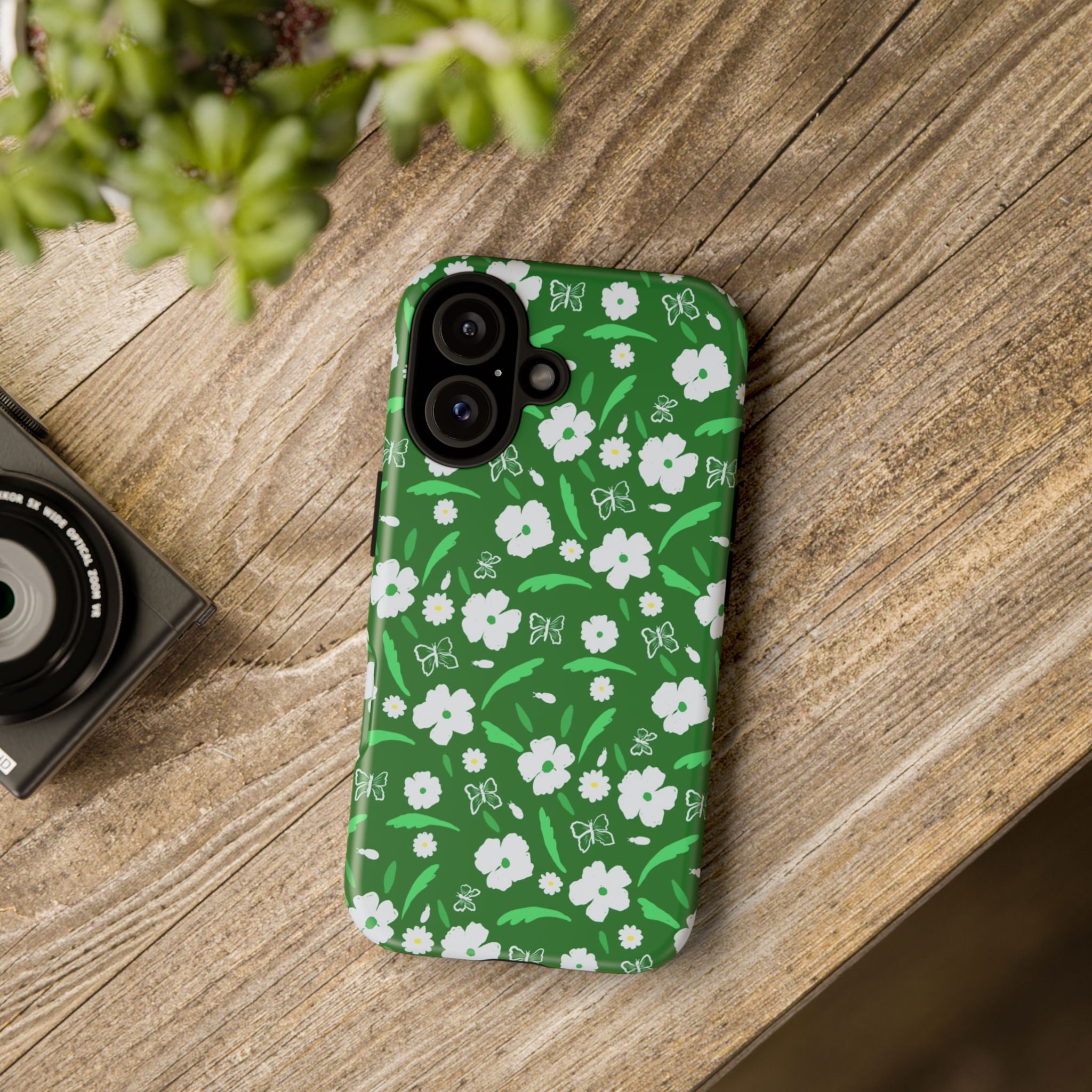 Green Meets White Flora Hand Designed Prints Tough Cases Printify