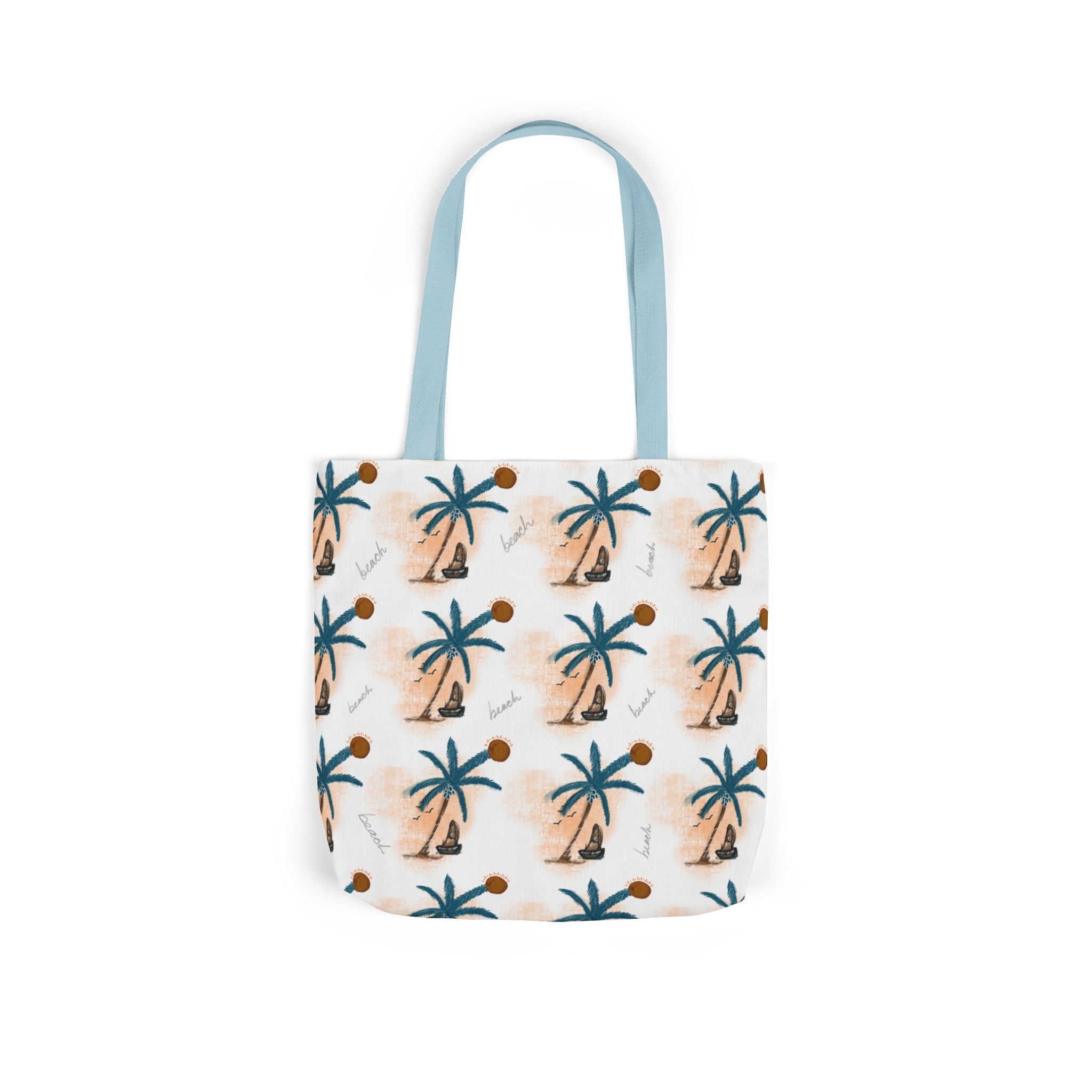 Beach Hand Drawn Art Canvas Tote Bag, 5-Color Straps Printify
