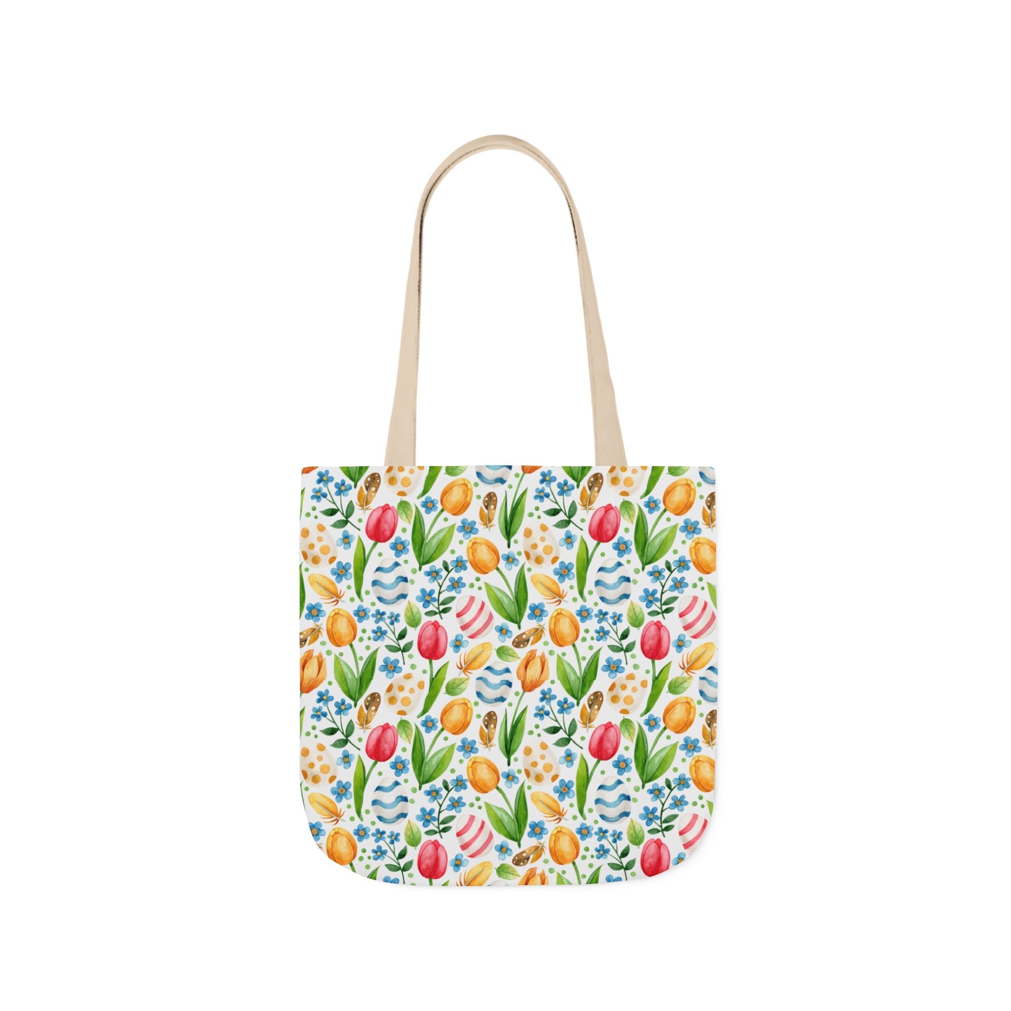 Colourful Egg Tulip Theme Canvas Tote Bag, 5-Color Straps Printify