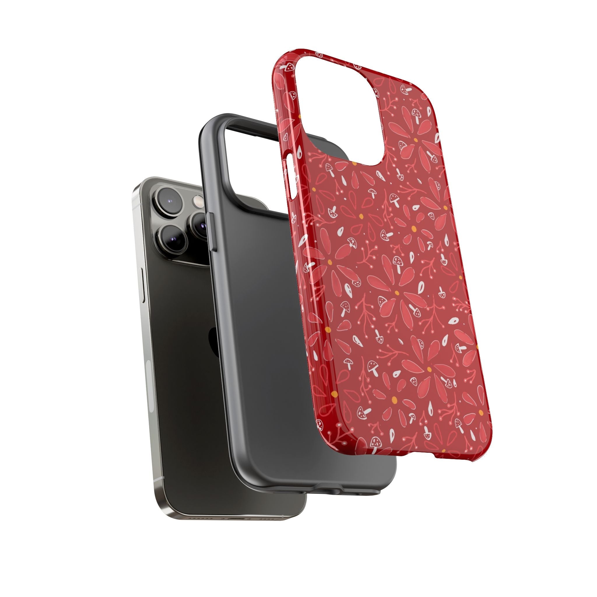 Red Flora Hand Designed Print Tough Cases Printify