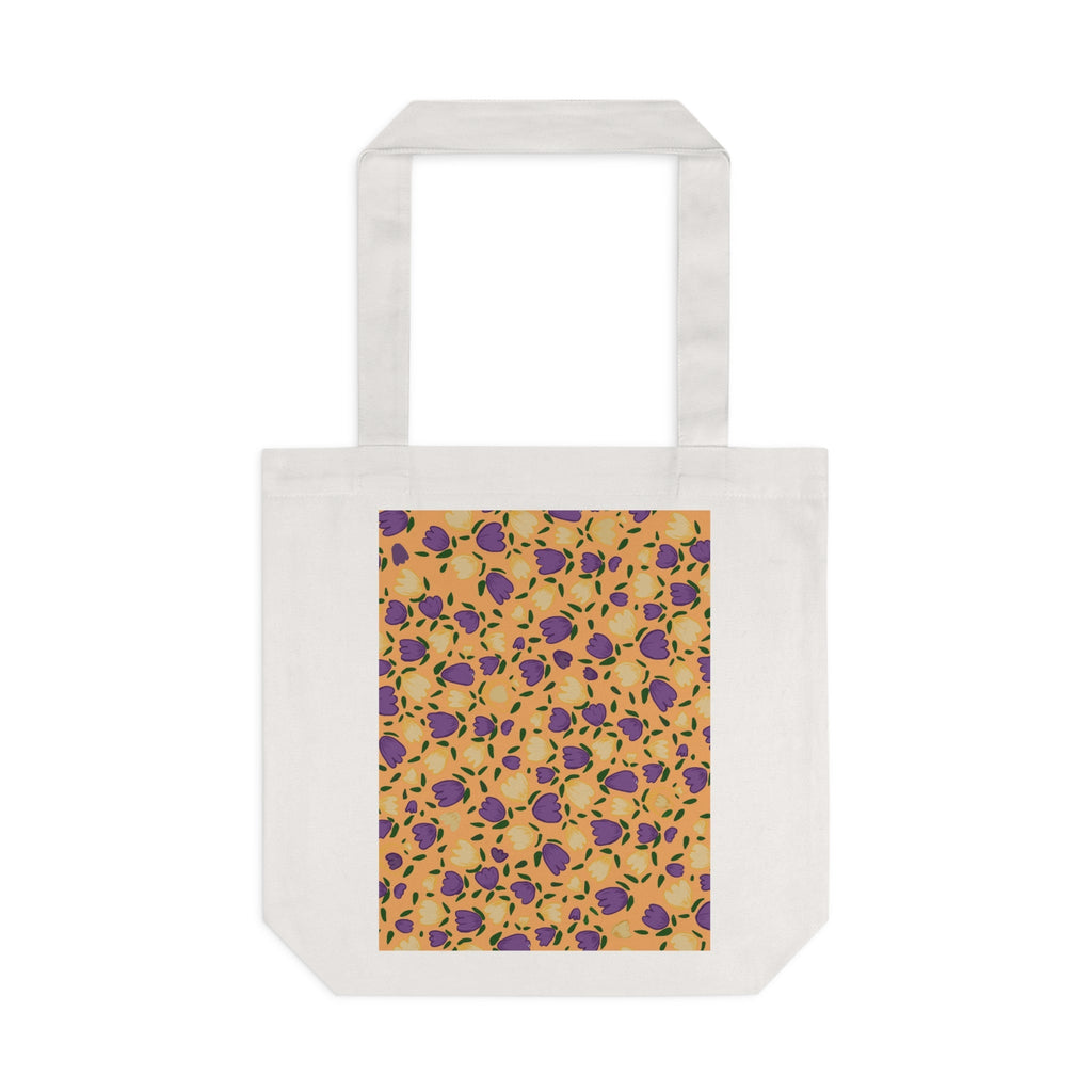 Wild Flora Orange Hand Design Cotton Tote Bag Printify