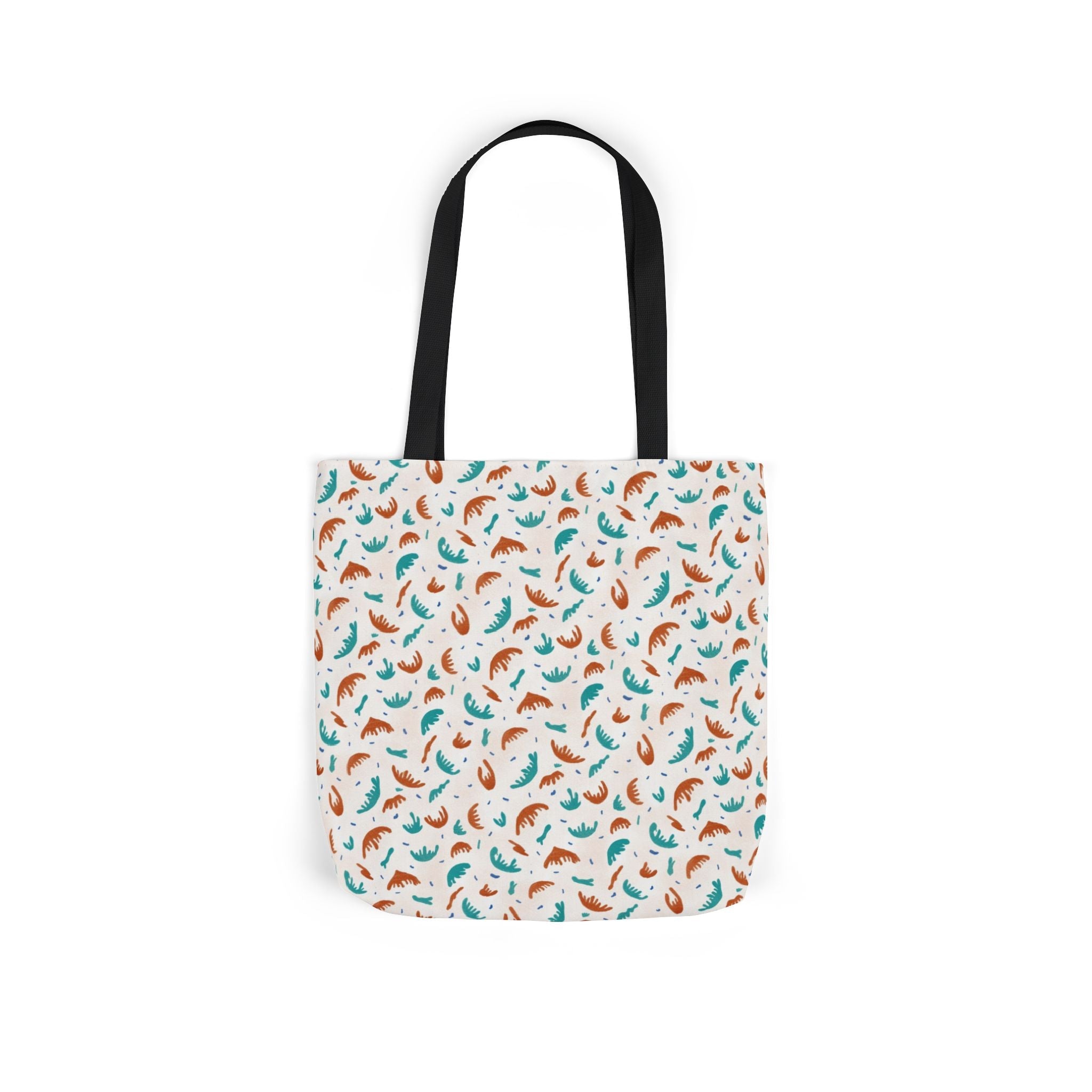 Abstract Hand Designed Print Canvas Tote Bag, 5-Color Straps Printify