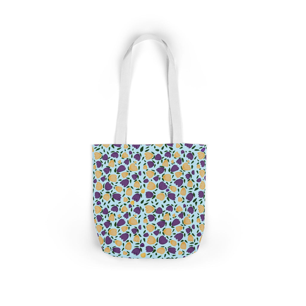 Blue Purple Cute Original Art Wild Flora Canvas Tote Bag, 5-Color Straps Printify