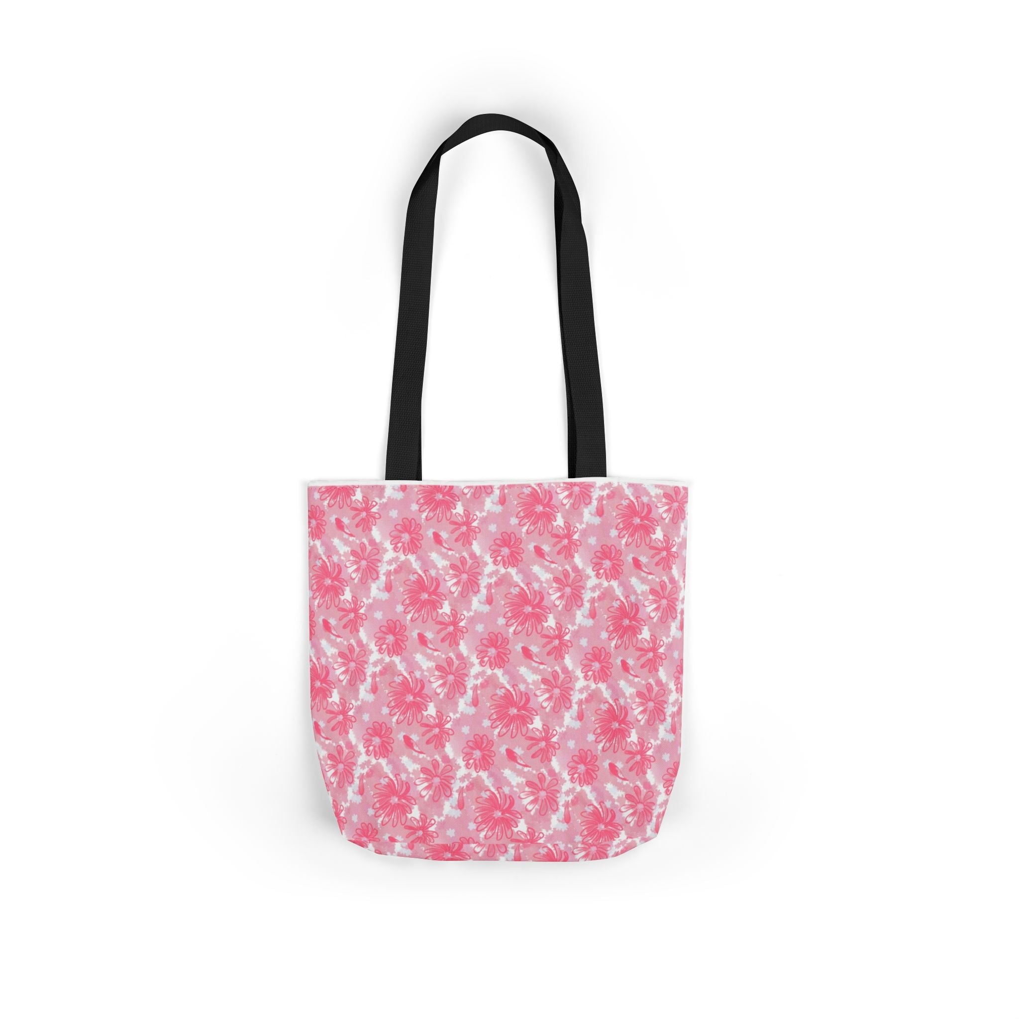 Cute Pink Flora Original Art Canvas Tote Bag, 5-Color Straps Printify