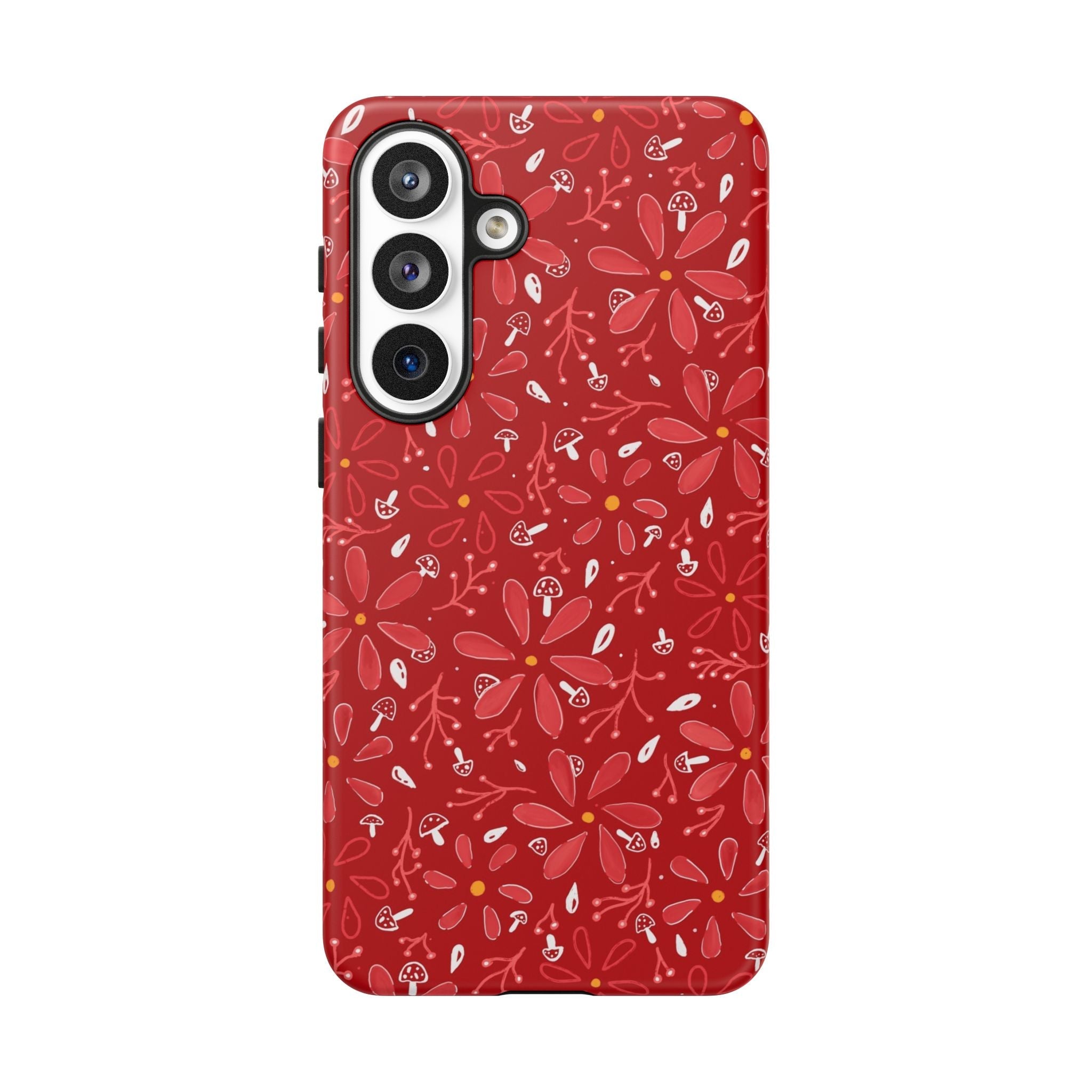 Red Flora Hand Designed Print Tough Cases Printify