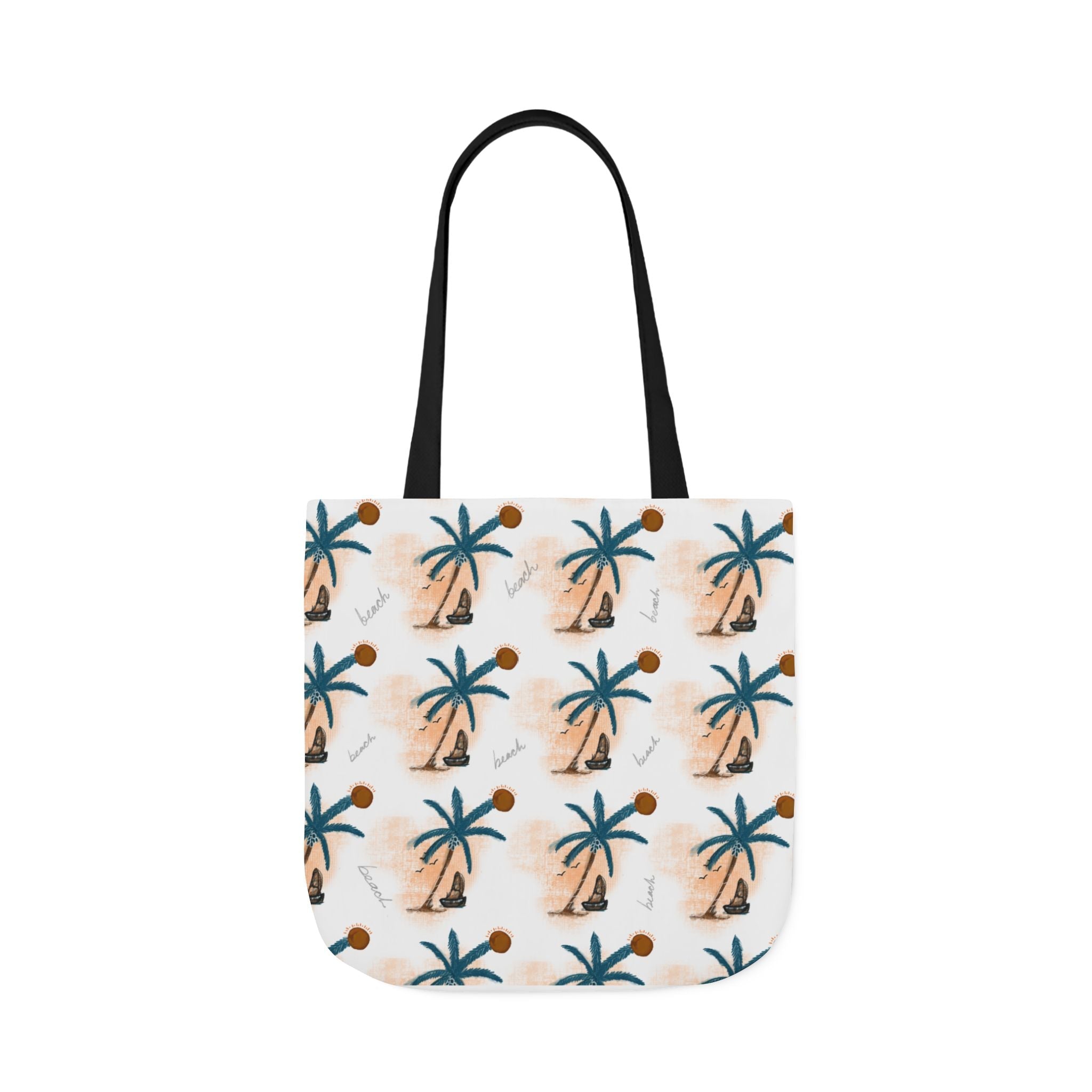 Beach Hand Drawn Art Canvas Tote Bag, 5-Color Straps Printify