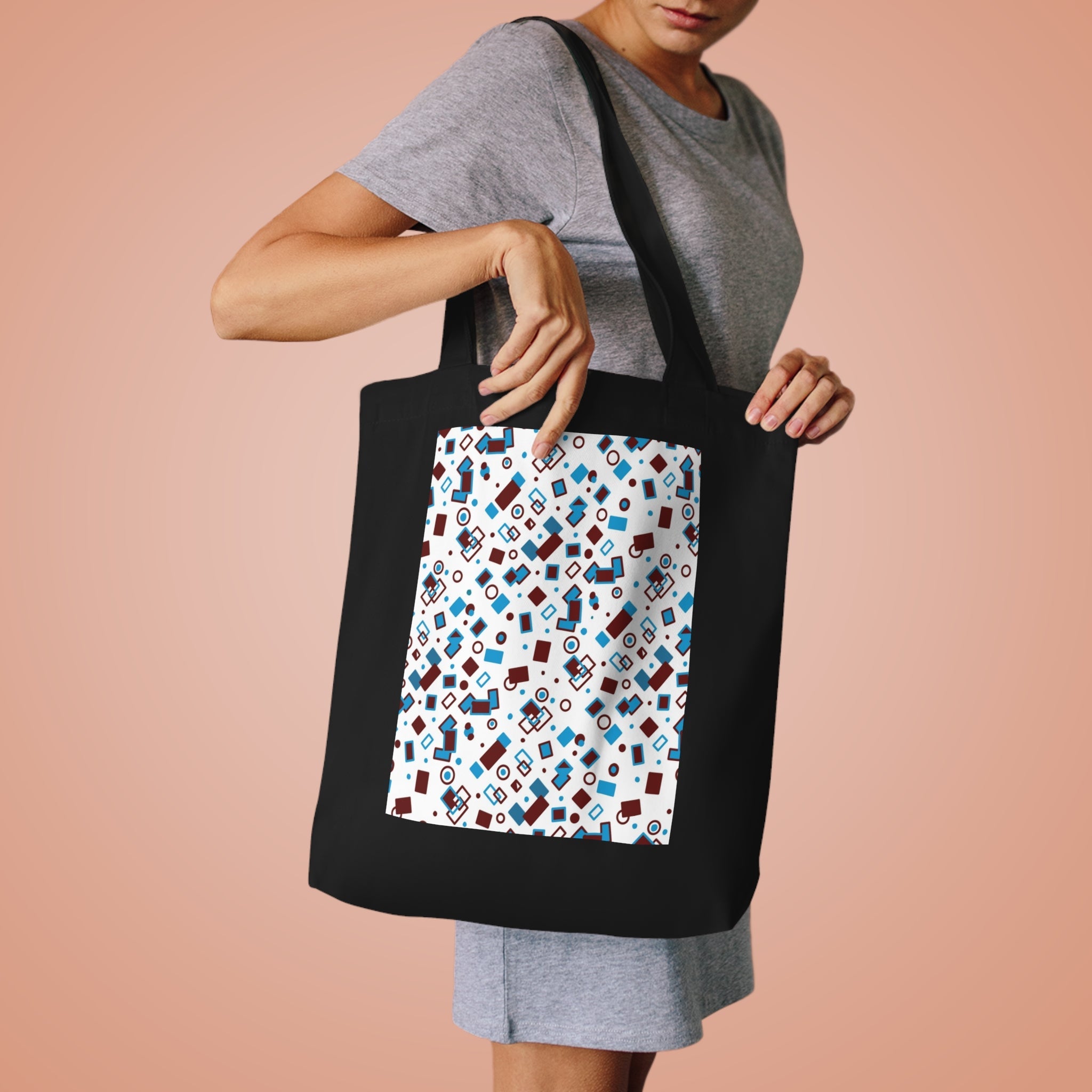 Geometric Shape Themed Cotton Tote Bag Printify
