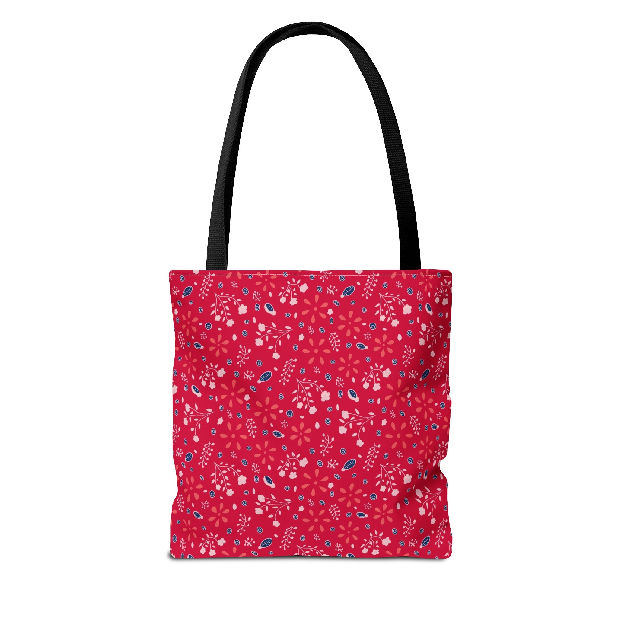 Red Botanic Print Tote Bag