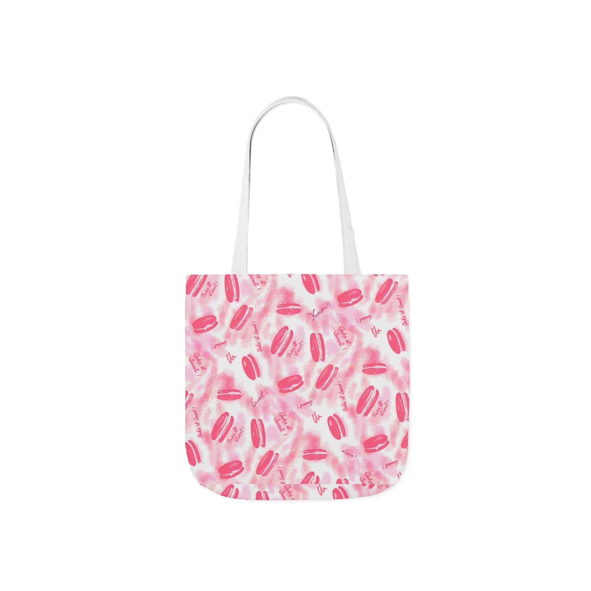 Macaron Hand Drawn Prints Canvas Tote Bag, 5-Color Straps Printify
