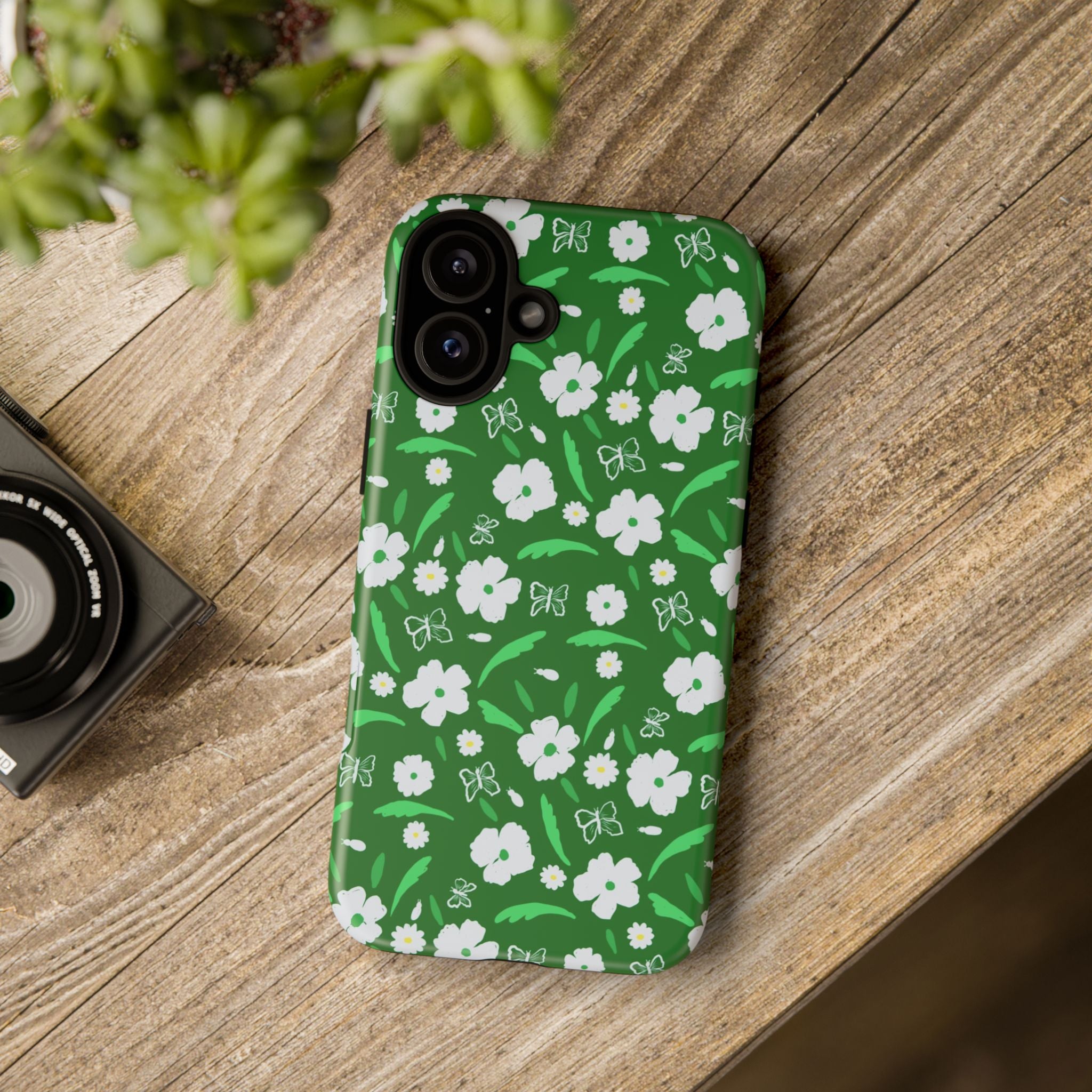 Green Meets White Flora Hand Designed Prints Tough Cases Printify