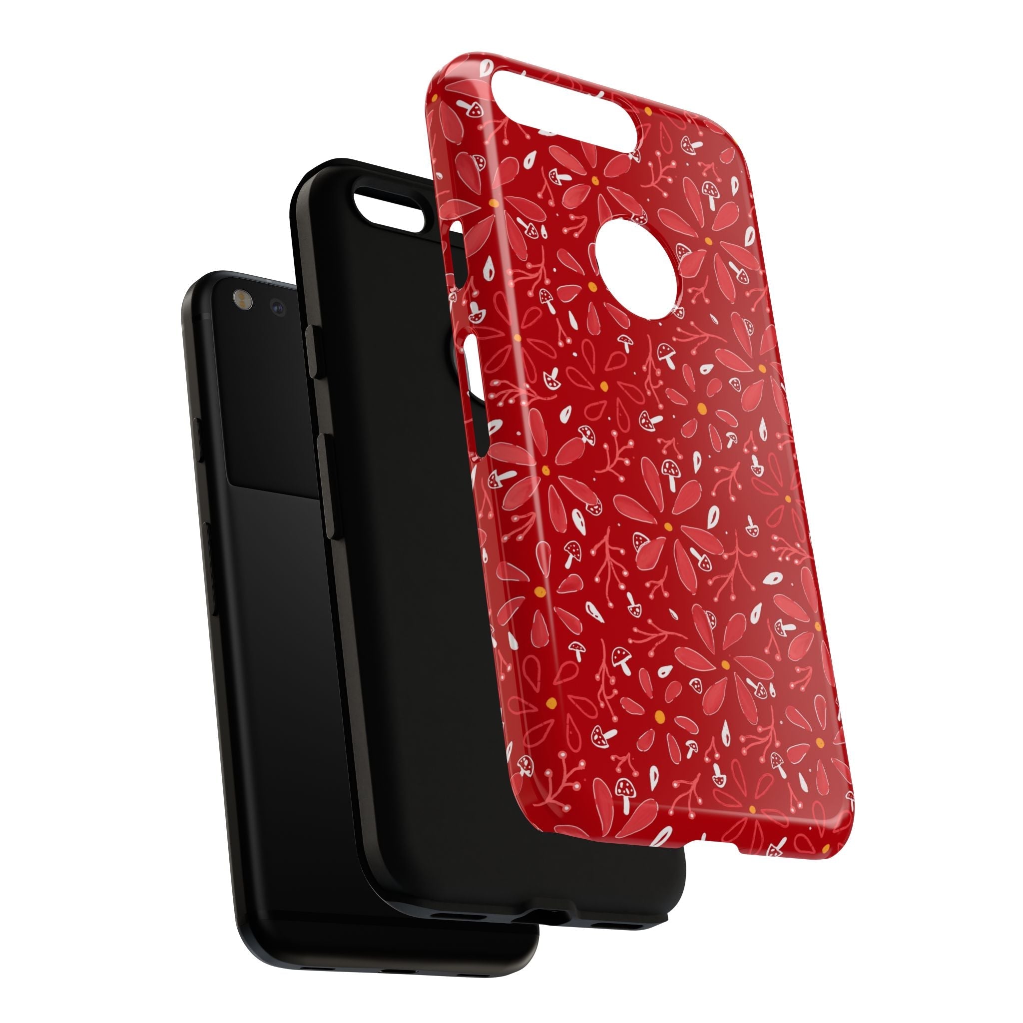 Red Flora Hand Designed Print Tough Cases Printify
