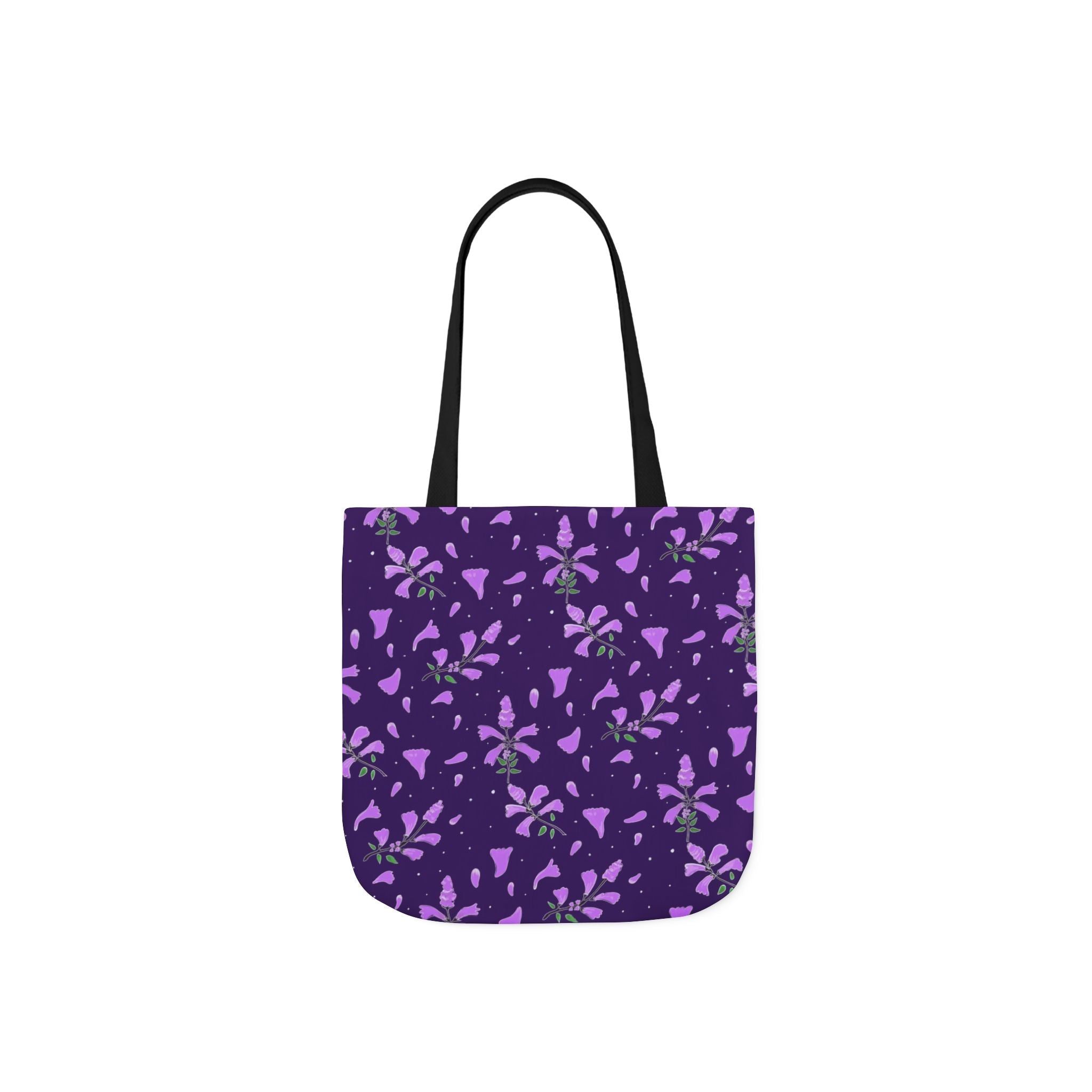 Wild Flower Purple Hand Designed Prints Canvas Tote Bag, 5-Color Straps Printify