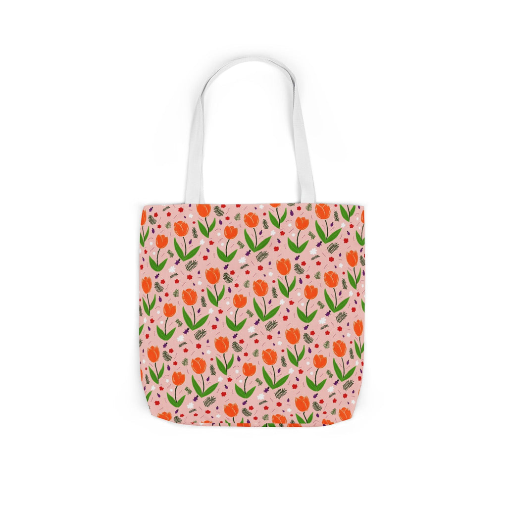 Orange Tulip Hand Designed Art Botanic Canvas Tote Bag, 5-Color Straps Printify