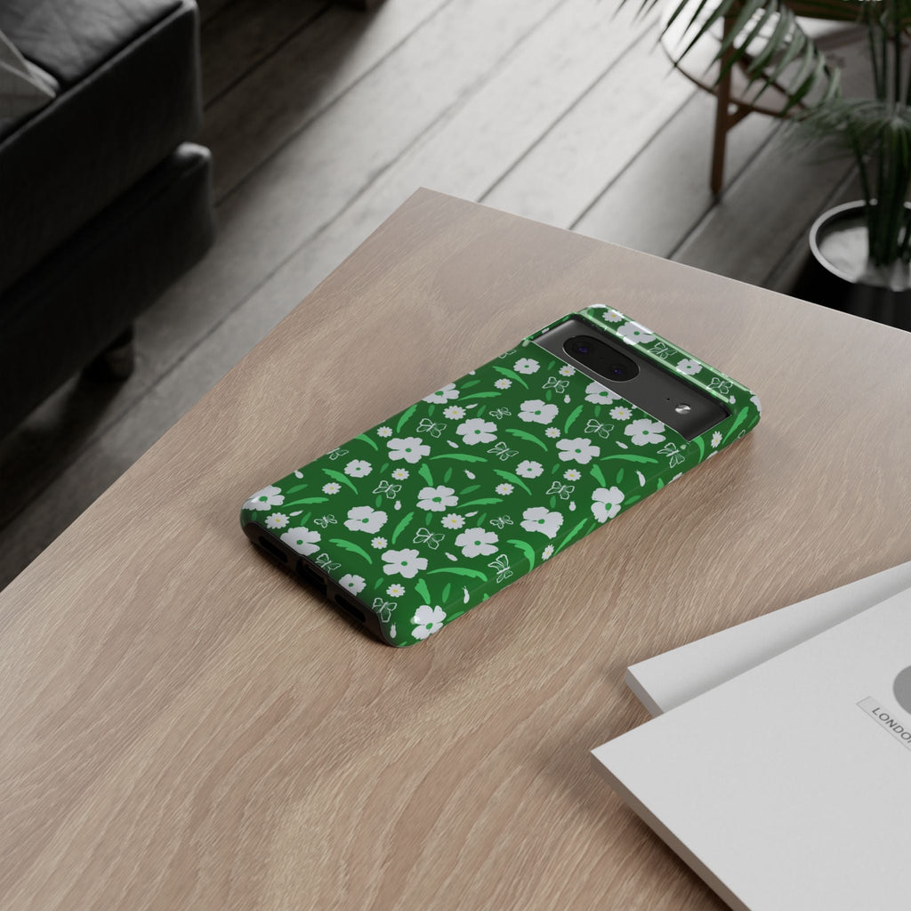 Green Meets White Flora Hand Designed Prints Tough Cases Printify