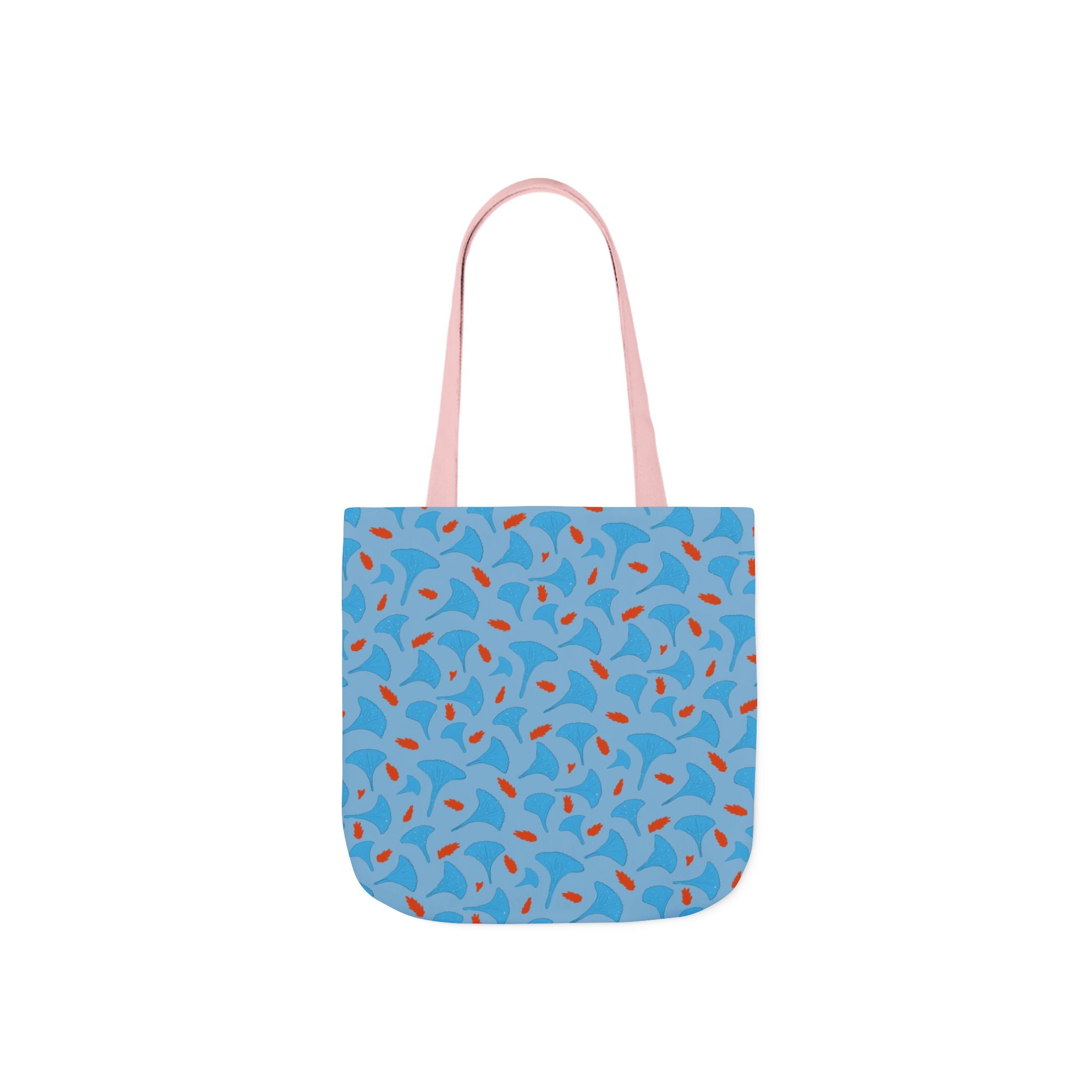 Blue Orange Flora Hand Designed Prints Canvas Tote Bag, 5-Color Straps Printify