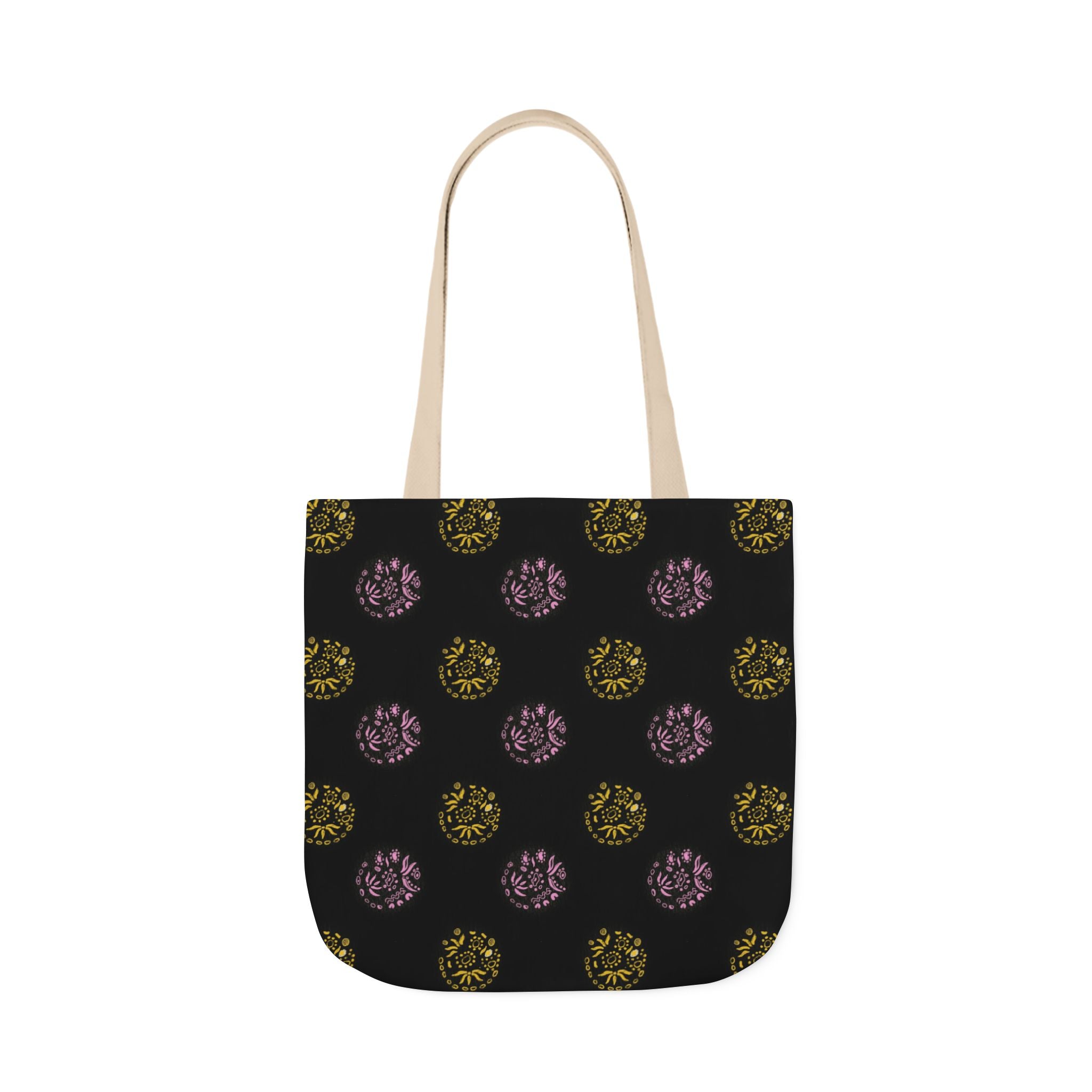 Black Abstract Canvas Tote Bag, 5-Color Straps