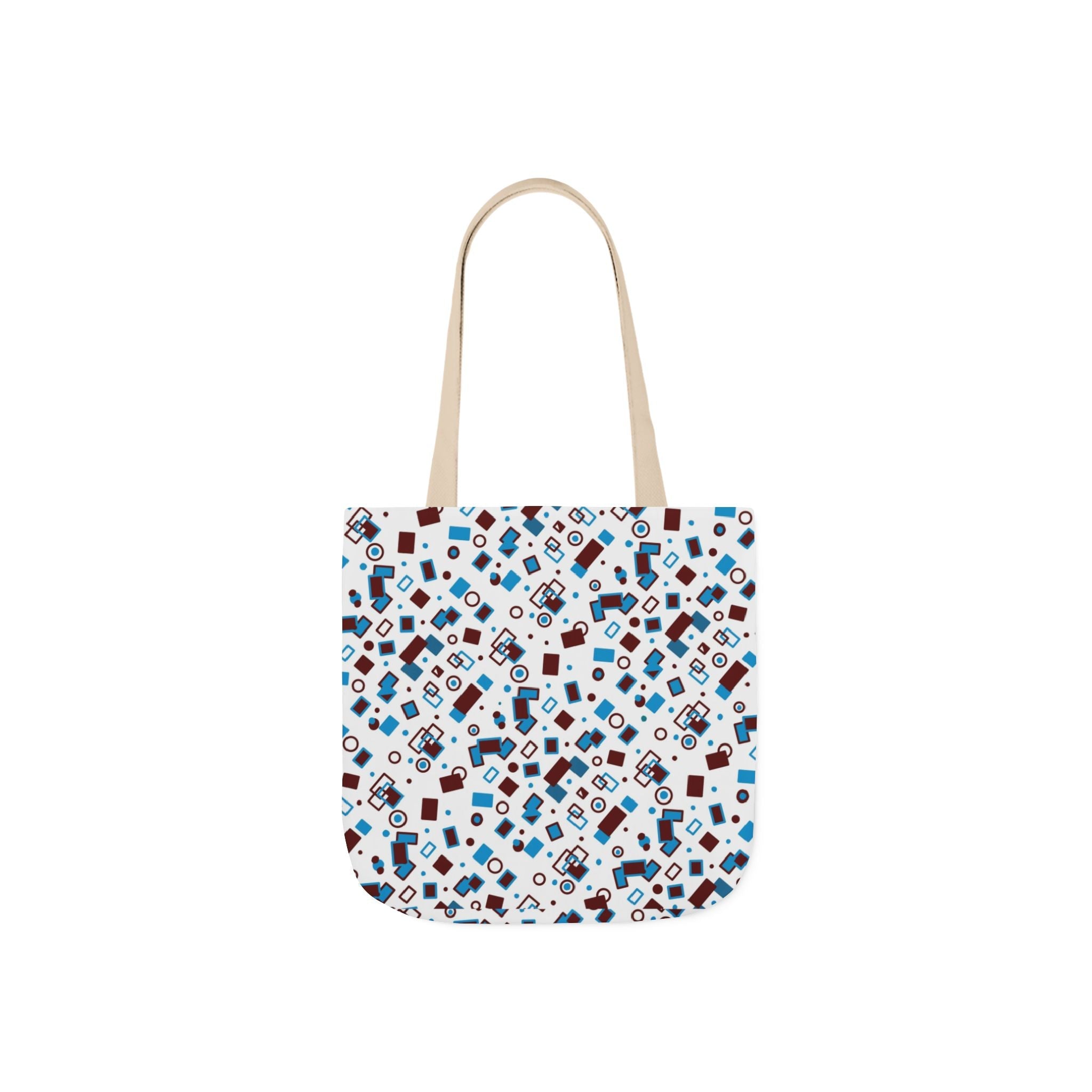 Geometric Shape Hand Drawn Art Print Canvas Tote Bag, 5-Color Straps Printify