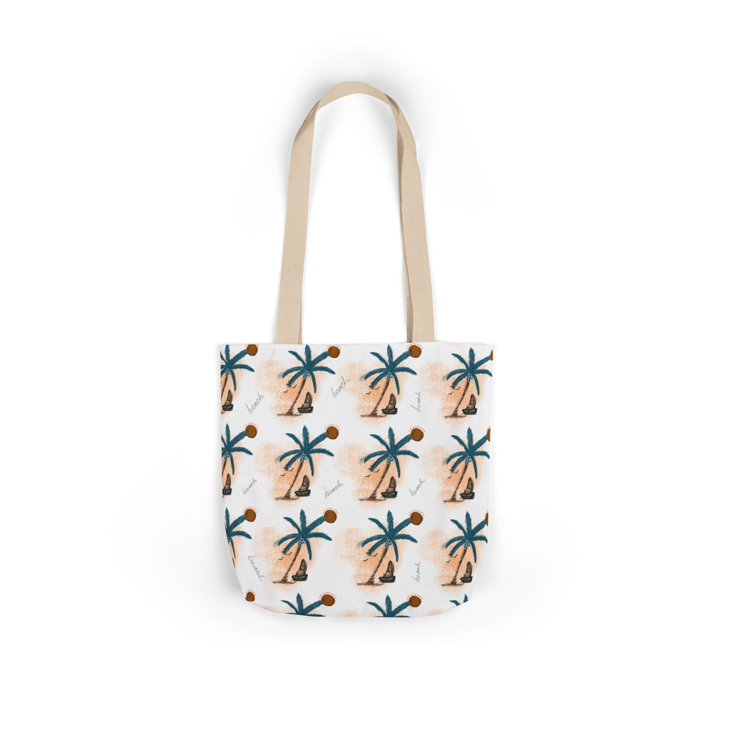 Beach Hand Drawn Art Canvas Tote Bag, 5-Color Straps Printify