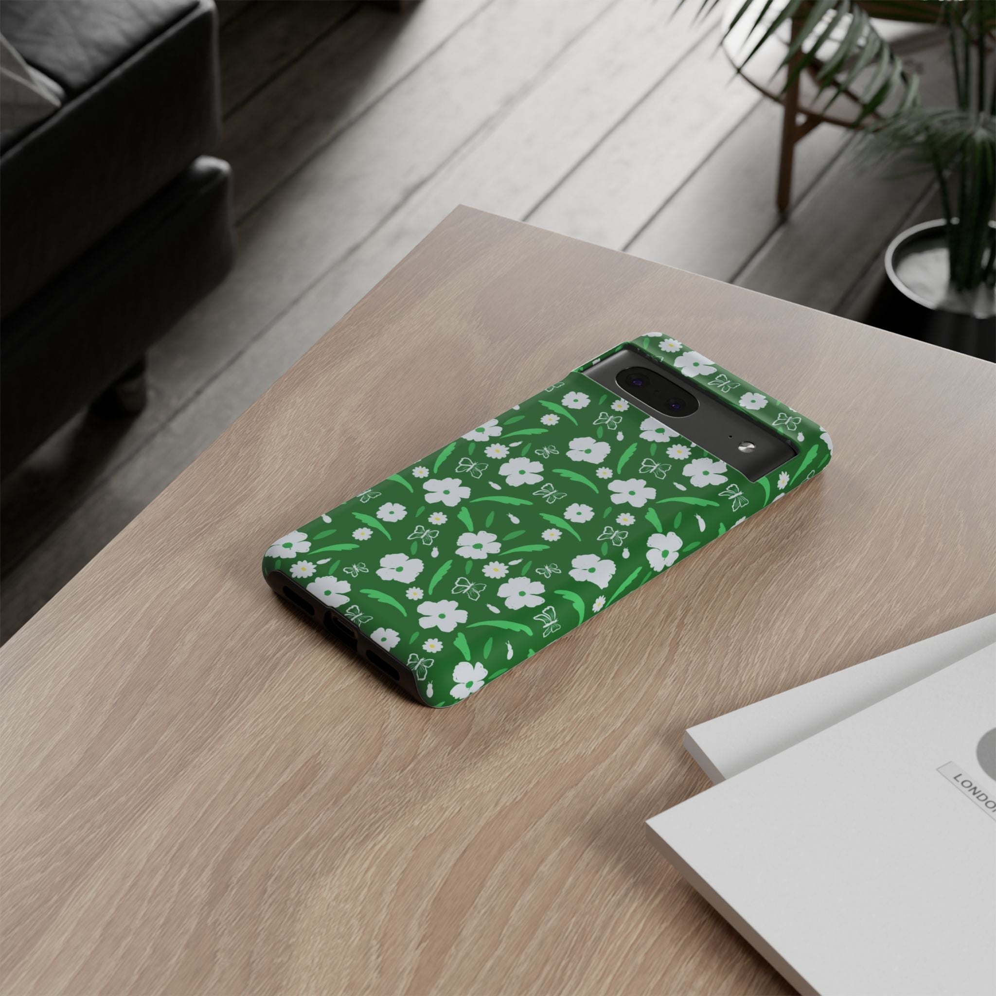 Green Meets White Flora Hand Designed Prints Tough Cases Printify