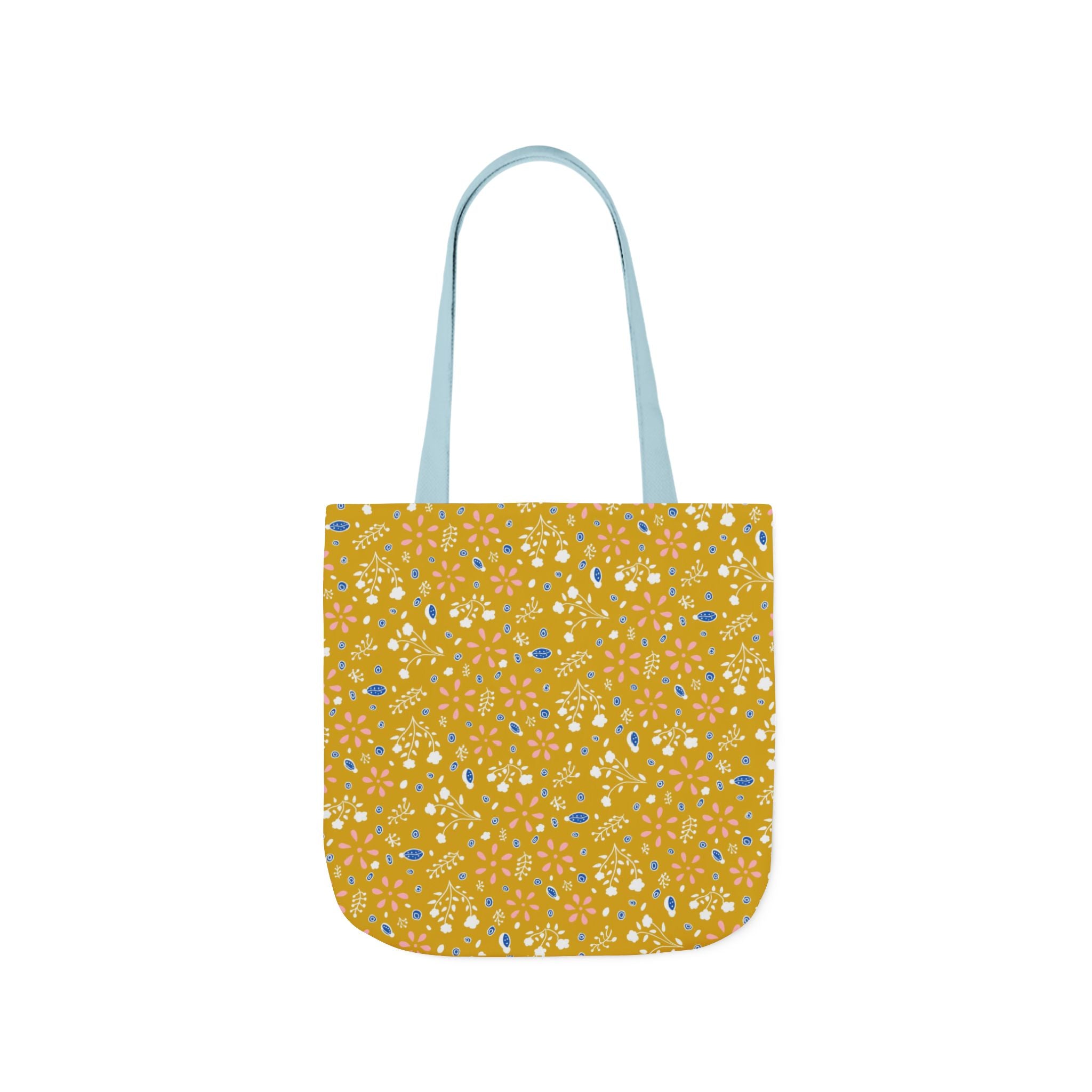 Golden Yellow Botanic Canvas Tote Bag, 5-Color Straps