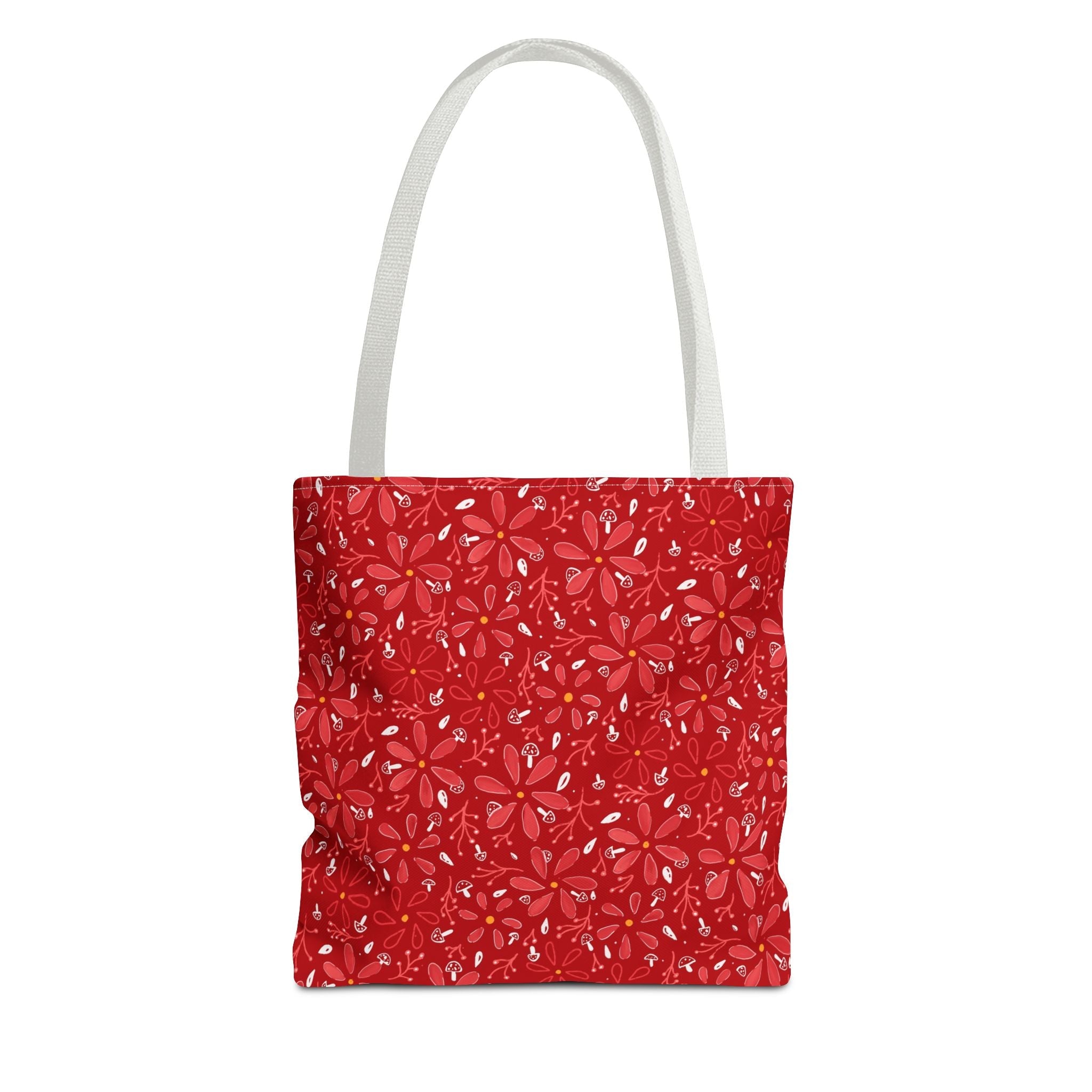 Red Flower with Mini Mushroom Tote Bag (AOP) Printify