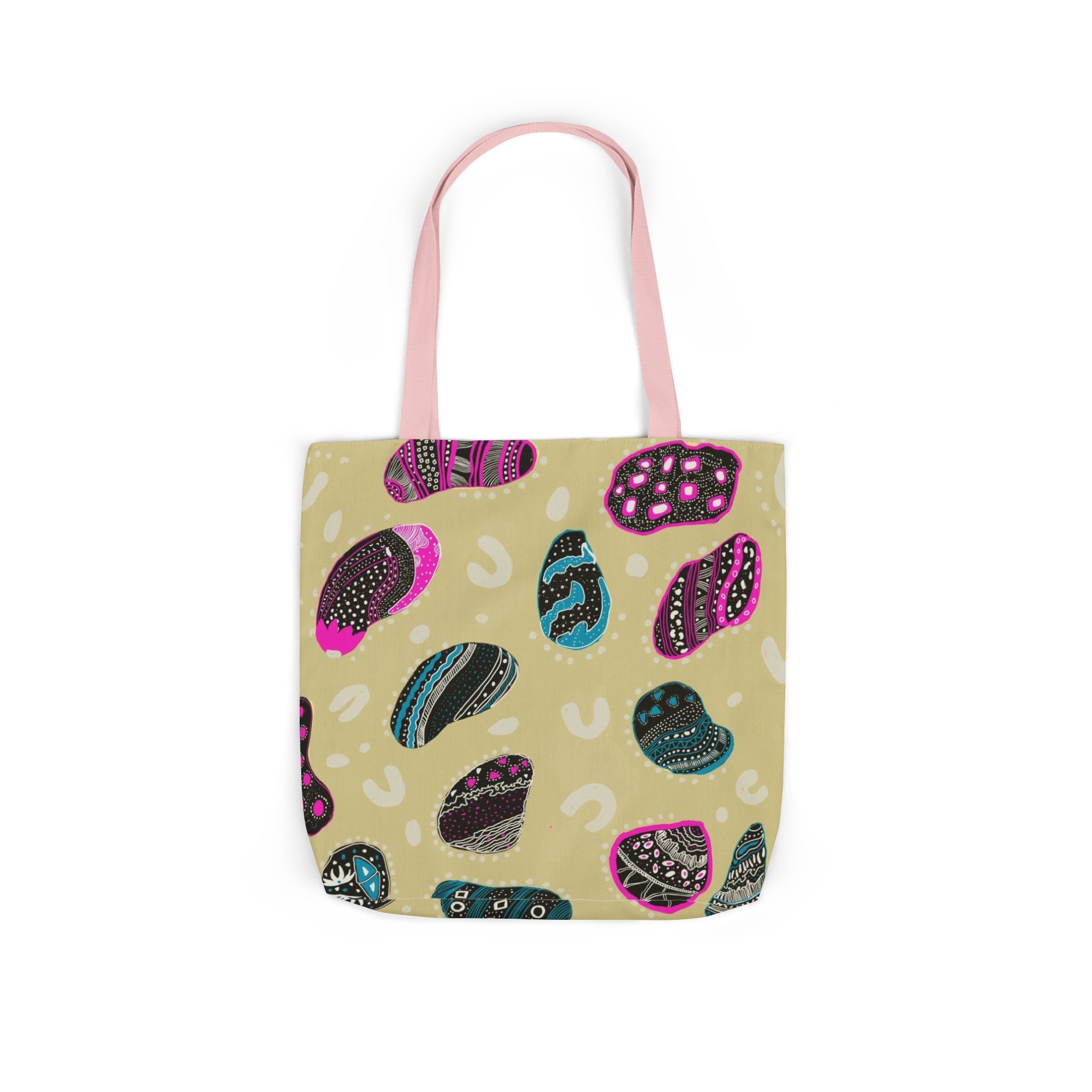 Modern Abstract Drawn Print Canvas Tote Bag, 5-Color Straps Printify