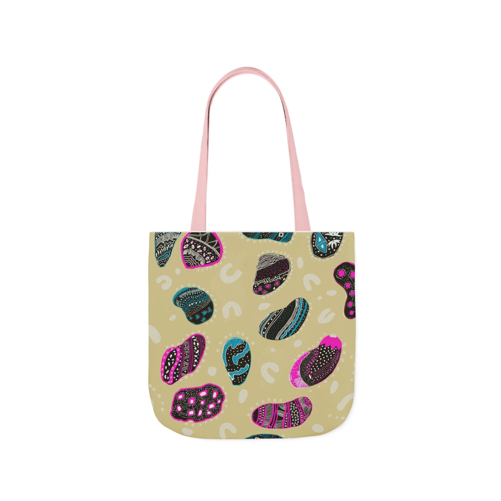 Modern Abstract Drawn Print Canvas Tote Bag, 5-Color Straps Printify