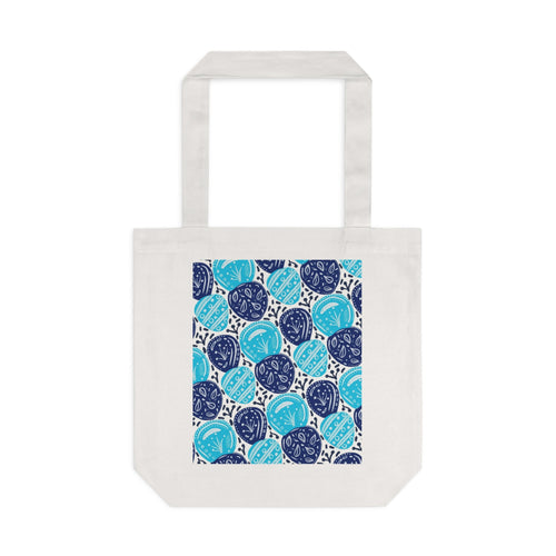 Blue Abstract Hand Drawn Ovals Prints Cotton Tote Bag Printify