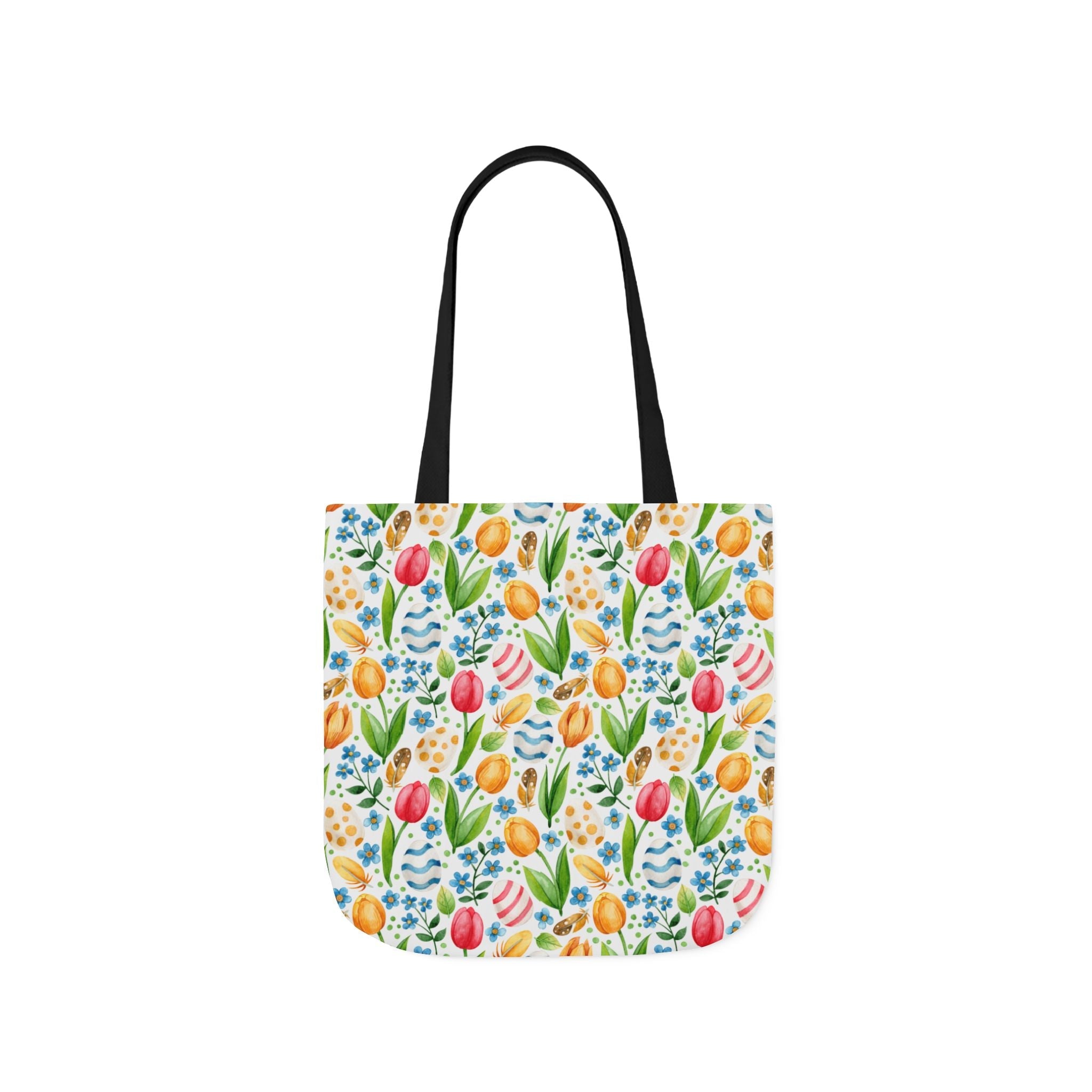 Colourful Egg Tulip Theme Canvas Tote Bag, 5-Color Straps Printify