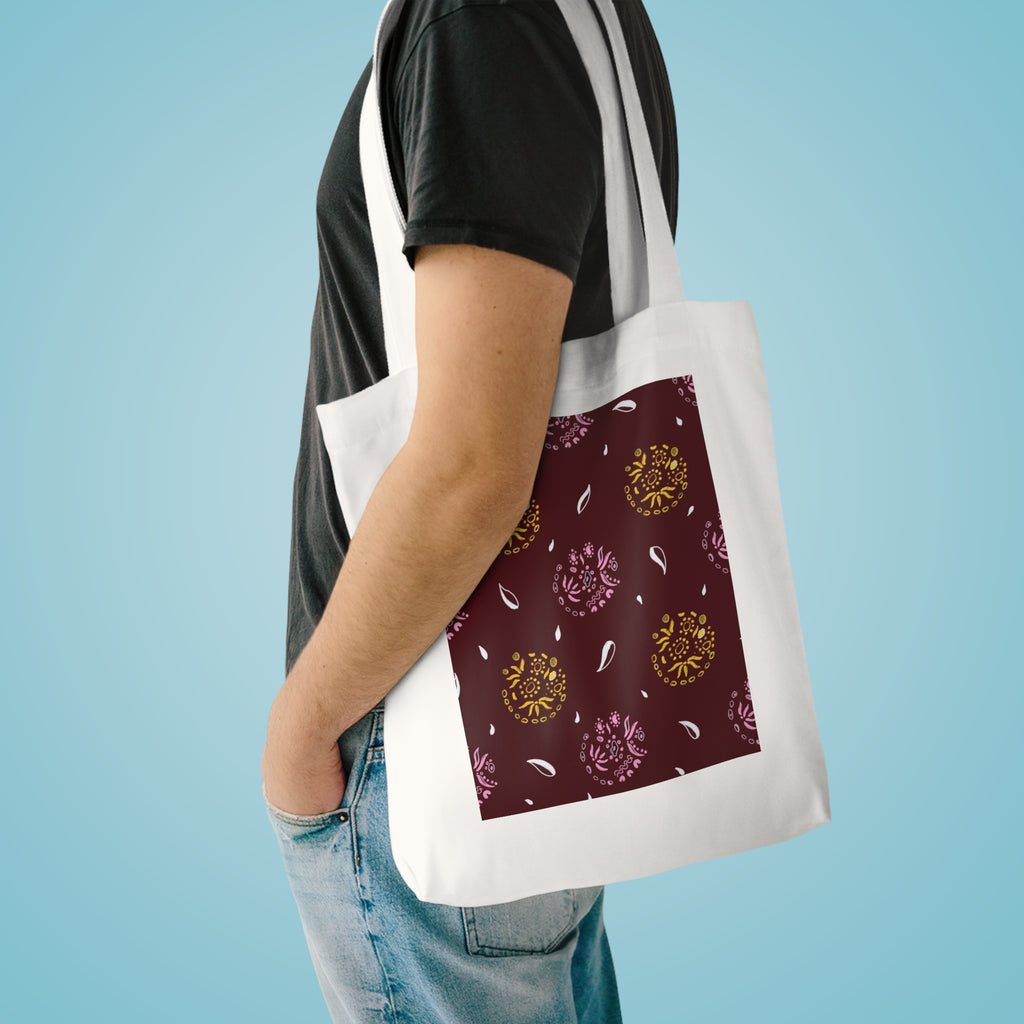 Maroon Abstract Cotton Tote Bag