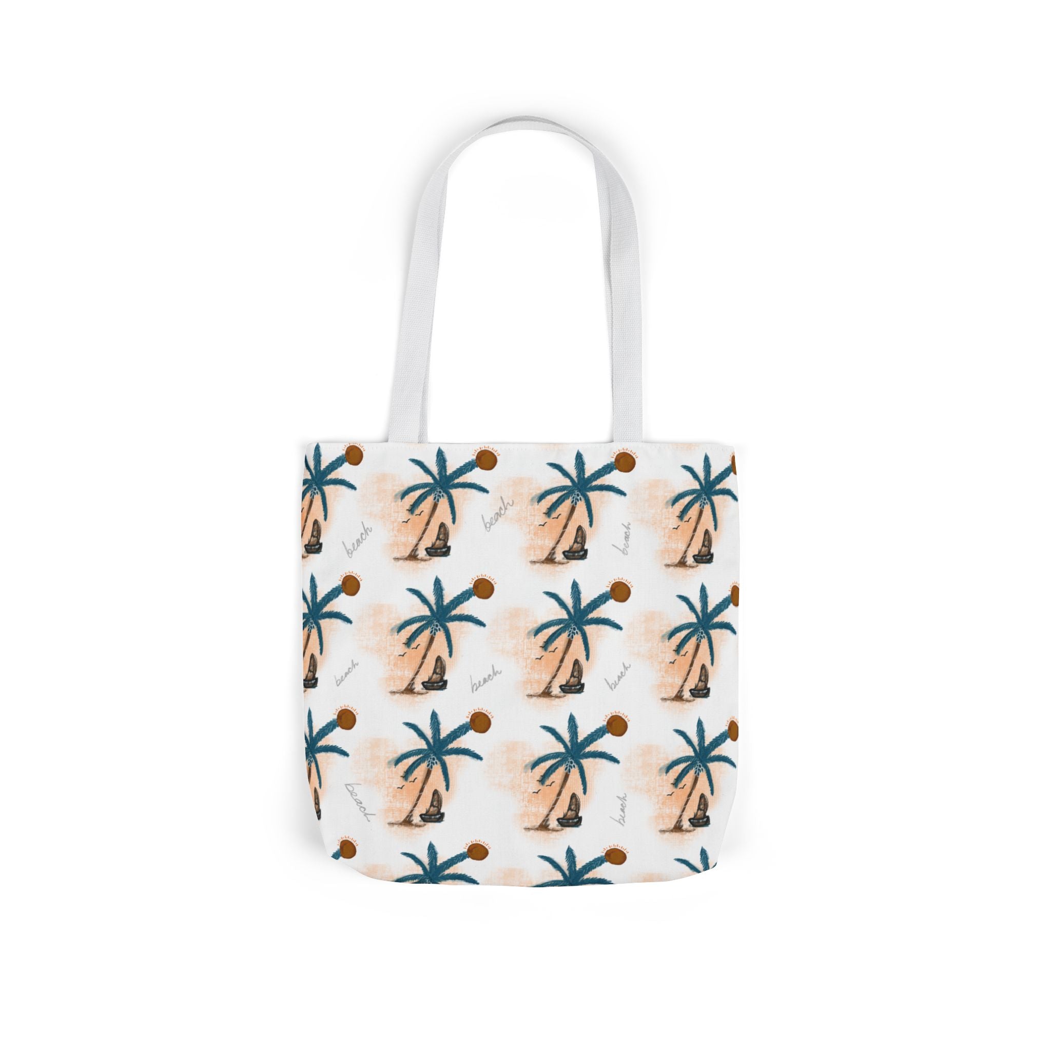 Beach Hand Drawn Art Canvas Tote Bag, 5-Color Straps Printify
