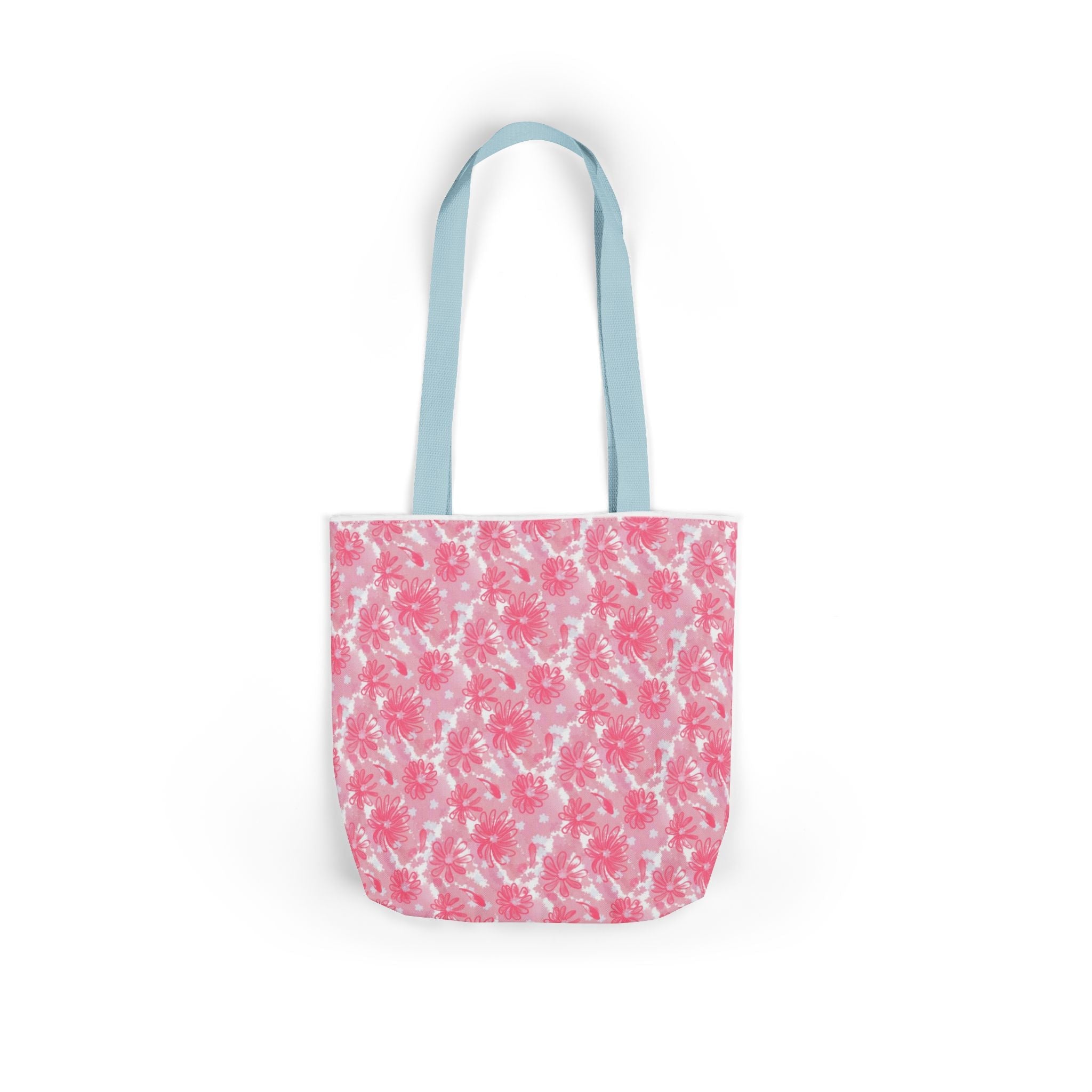 Cute Pink Flora Original Art Canvas Tote Bag, 5-Color Straps Printify