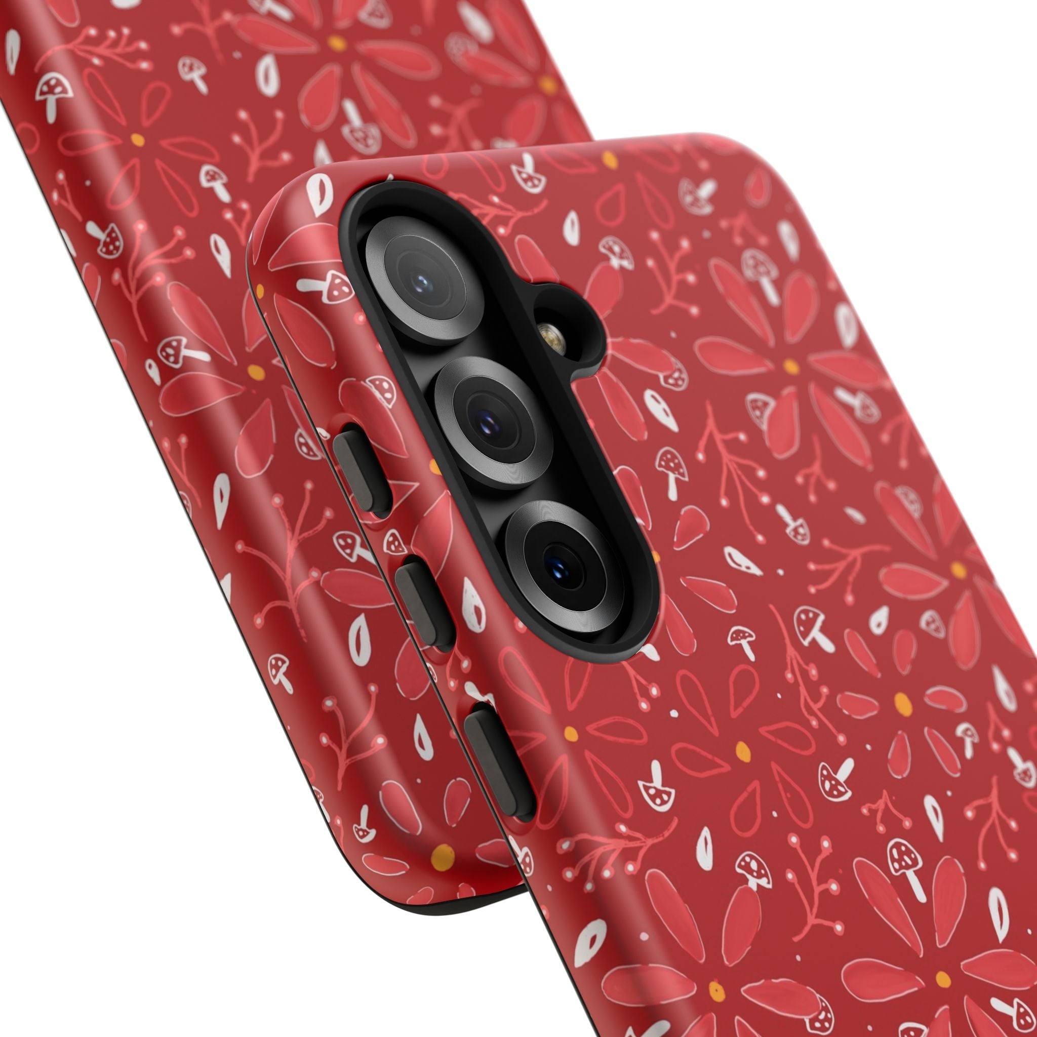 Red Flora Hand Designed Print Tough Cases Printify