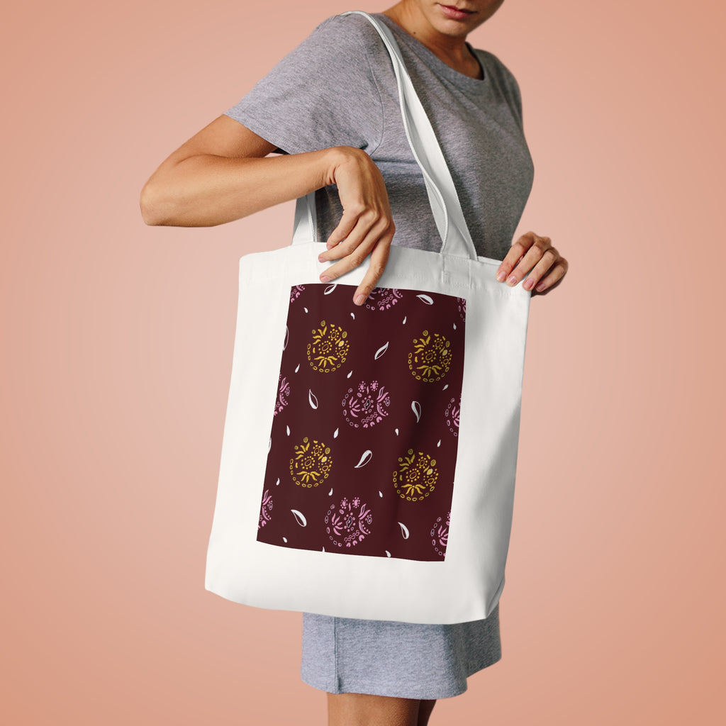 Maroon Abstract Cotton Tote Bag