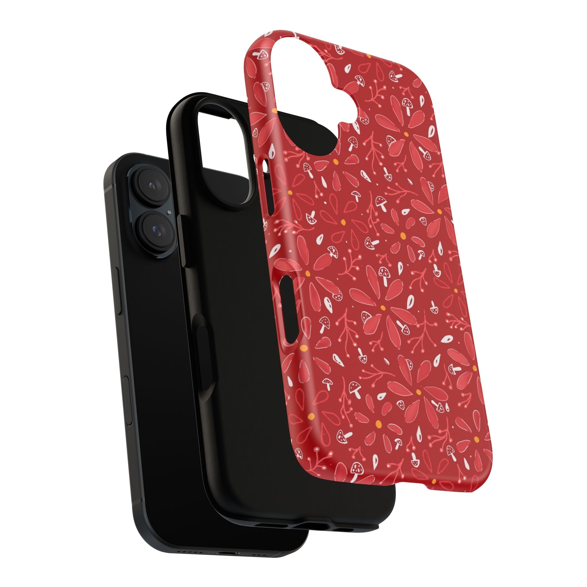 Red Flora Hand Designed Print Tough Cases Printify