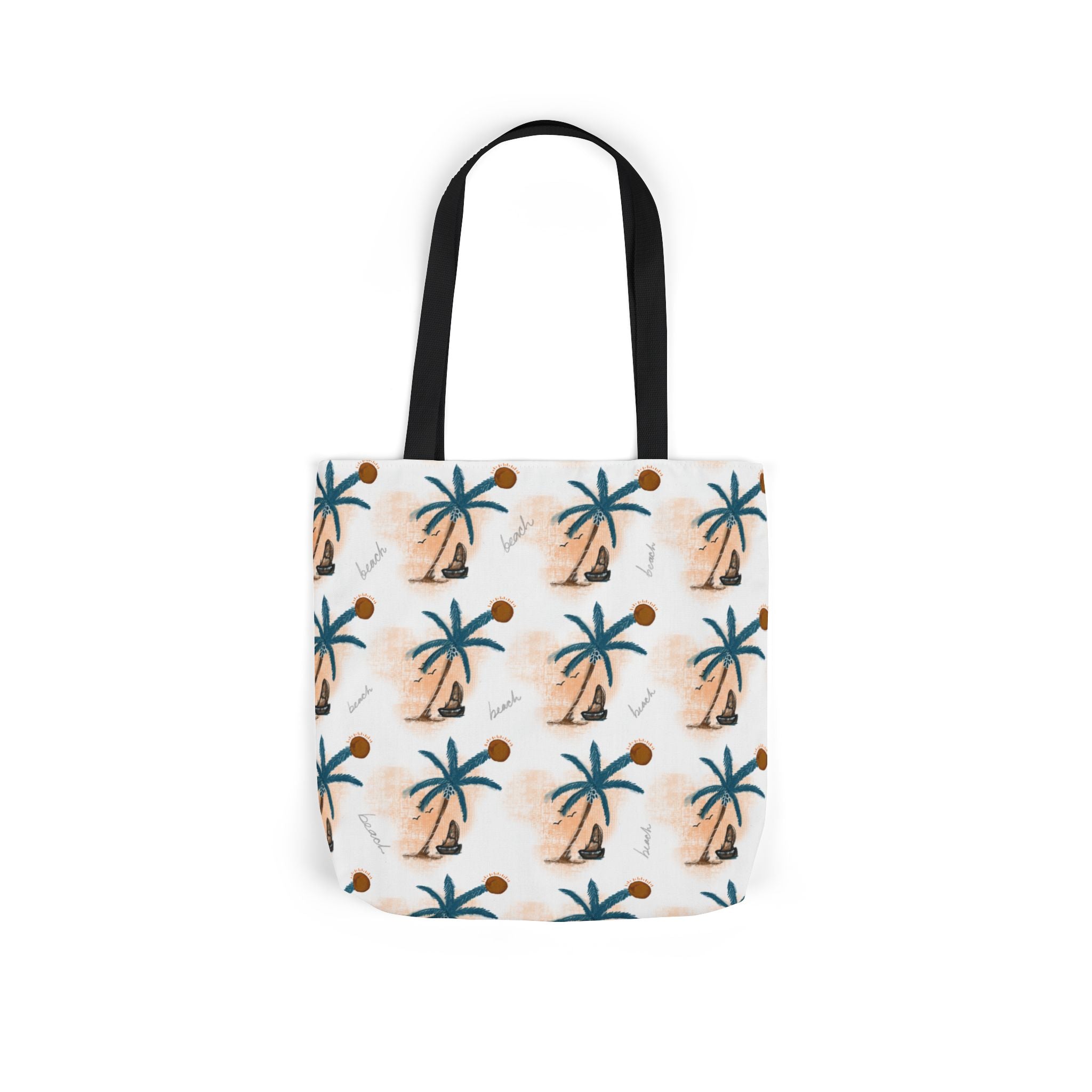 Beach Hand Drawn Art Canvas Tote Bag, 5-Color Straps Printify