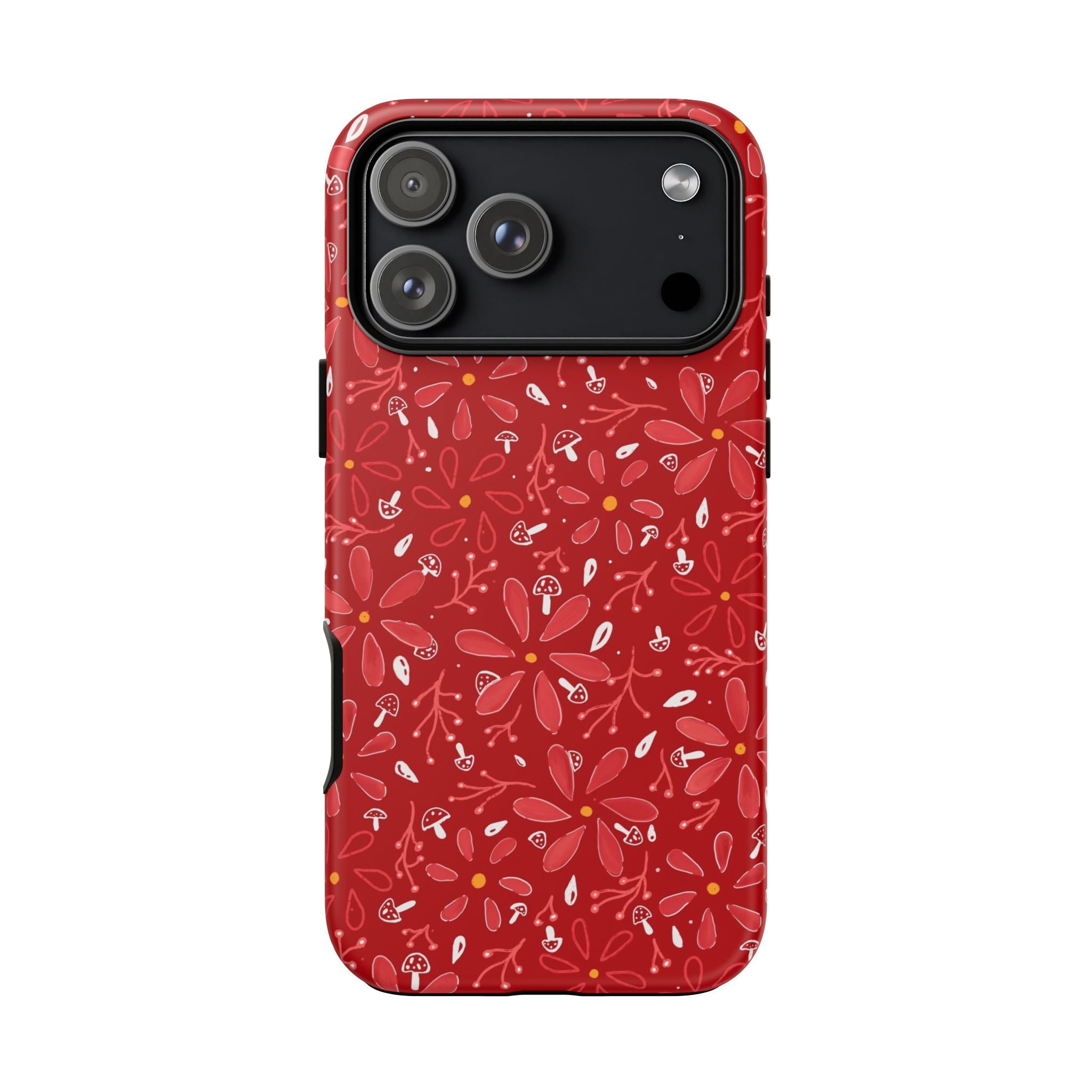 Red Flora Hand Designed Print Tough Cases Printify