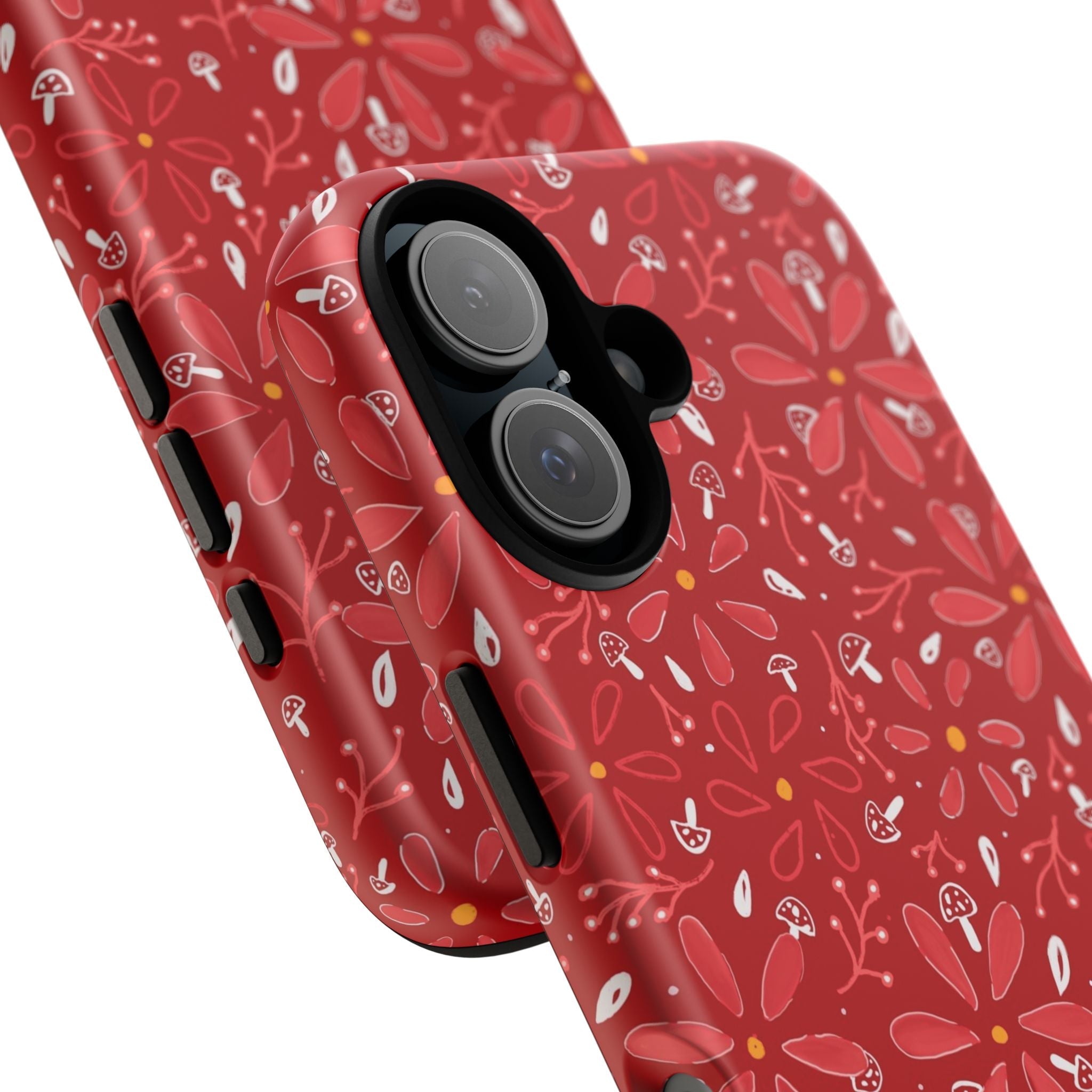 Red Flora Hand Designed Print Tough Cases Printify