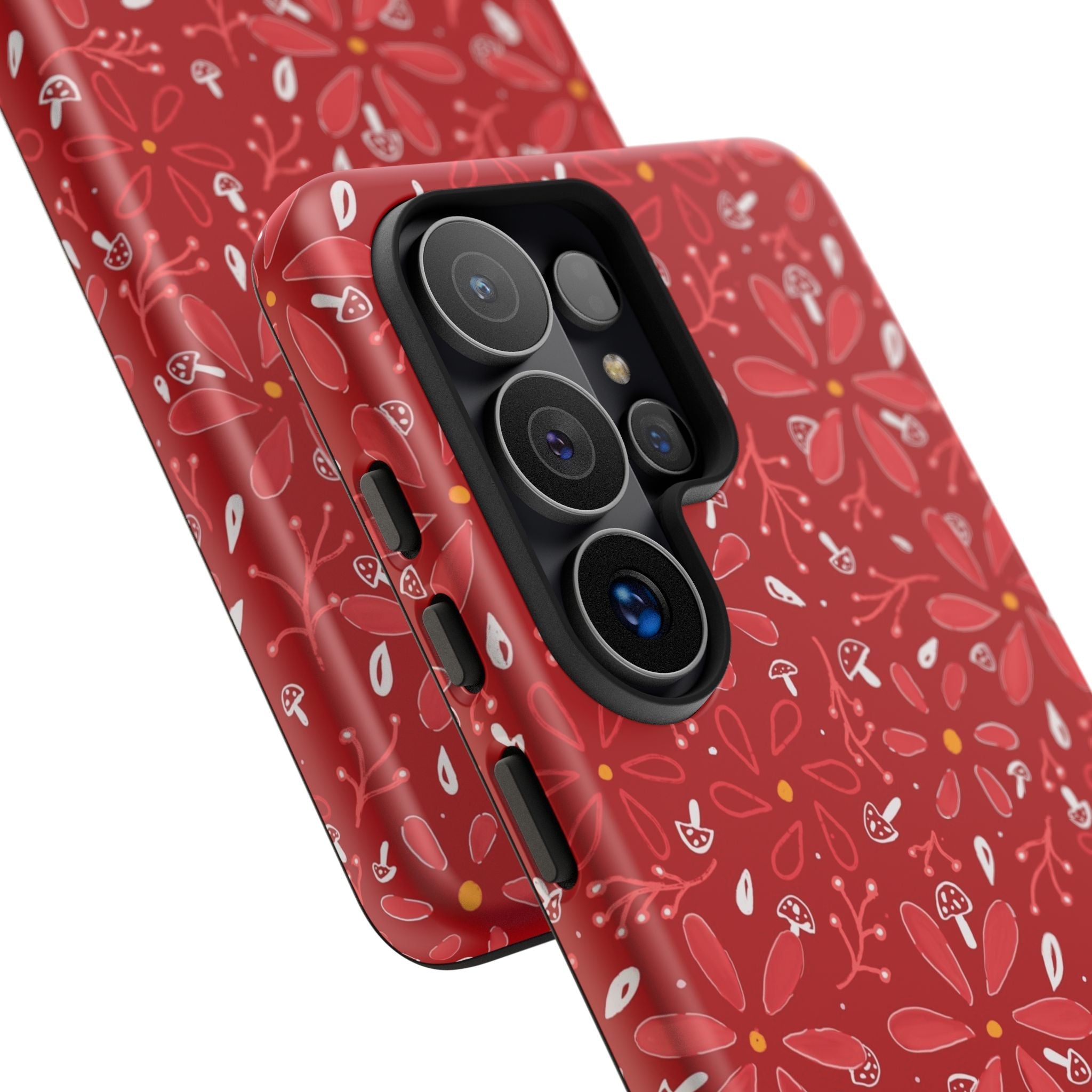 Red Flora Hand Designed Print Tough Cases Printify
