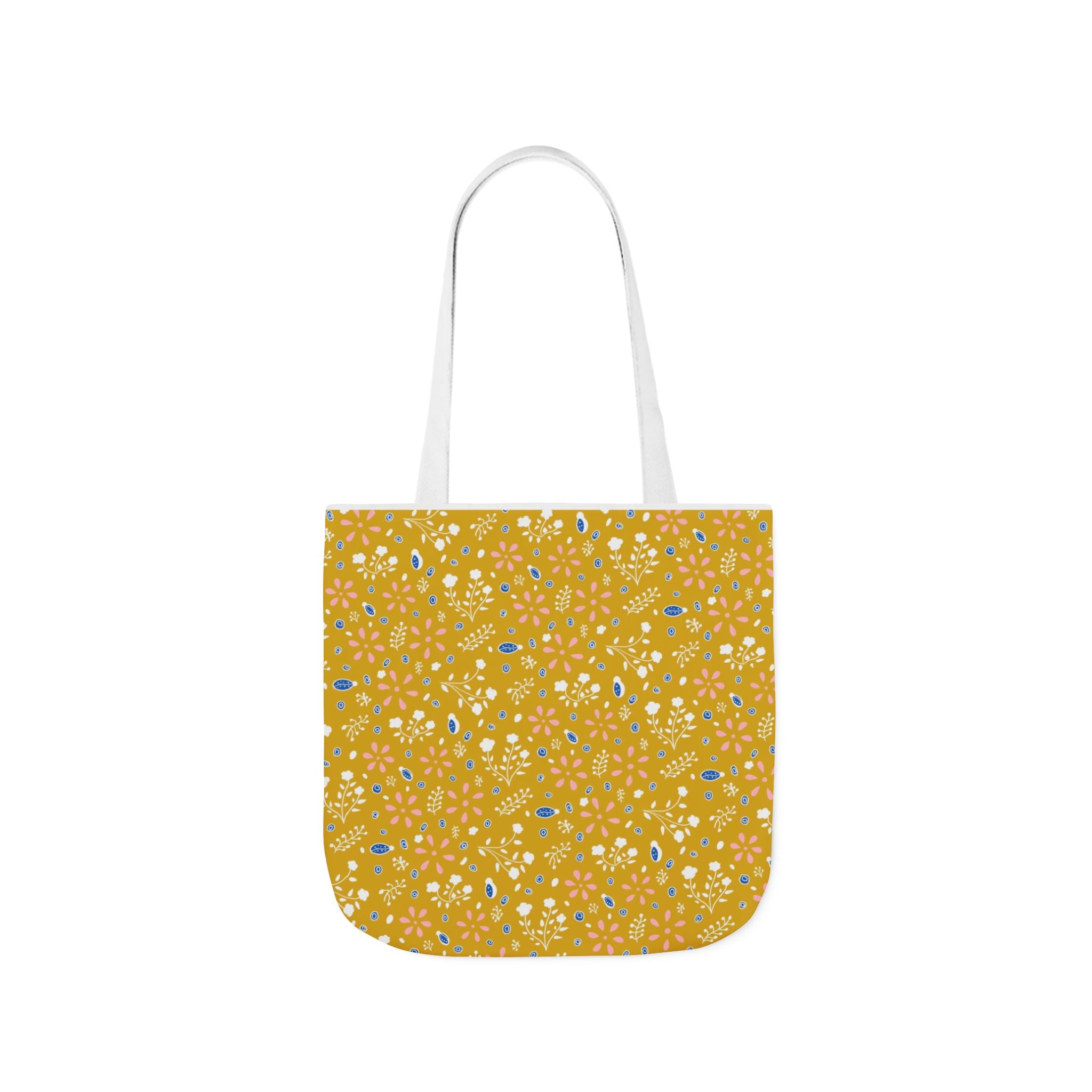 Golden Yellow Botanic Canvas Tote Bag, 5-Color Straps