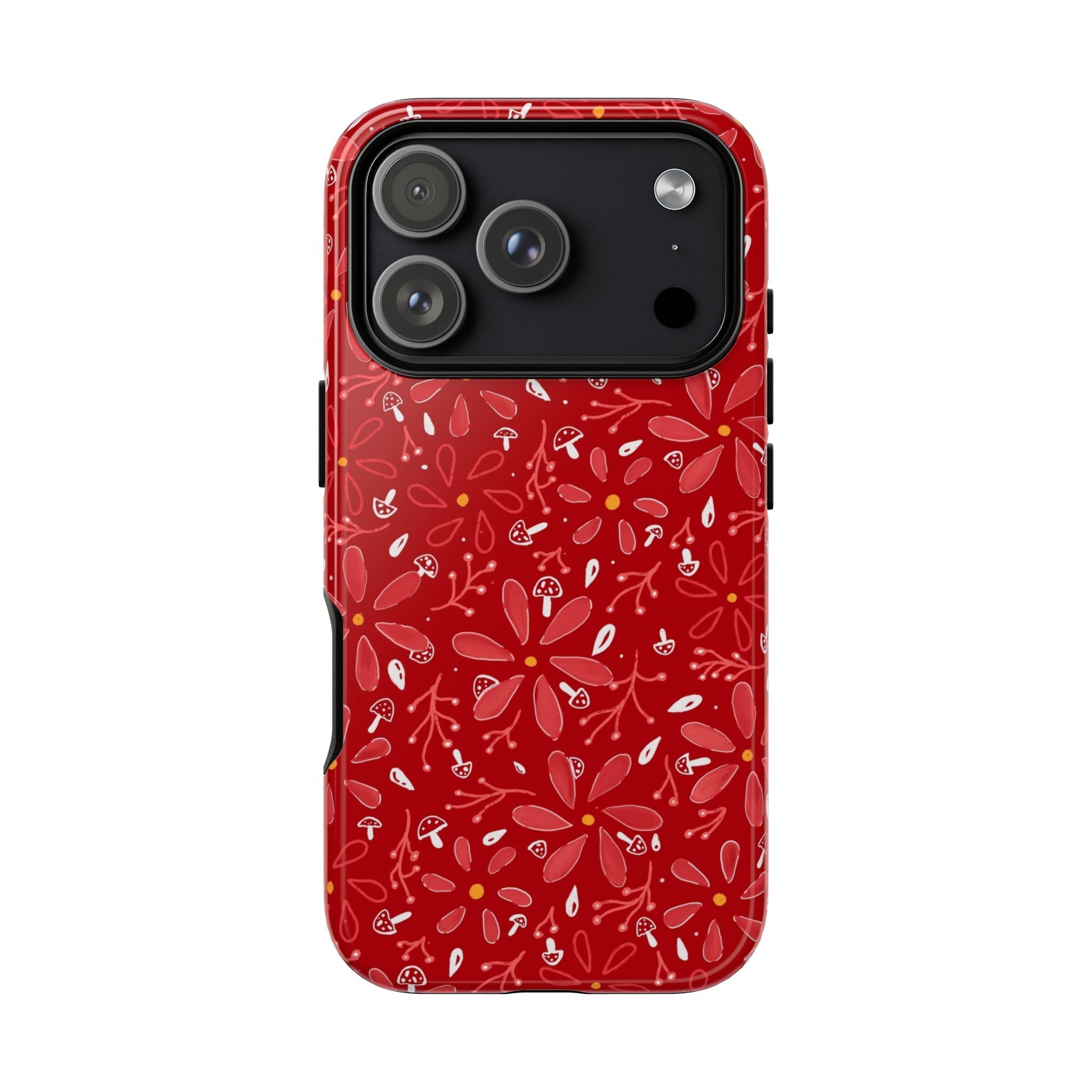 Red Flora Hand Designed Print Tough Cases Printify