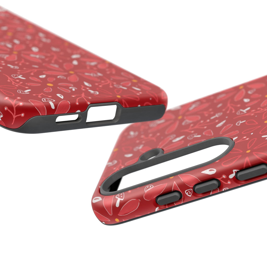 Red Flora Hand Designed Print Tough Cases Printify