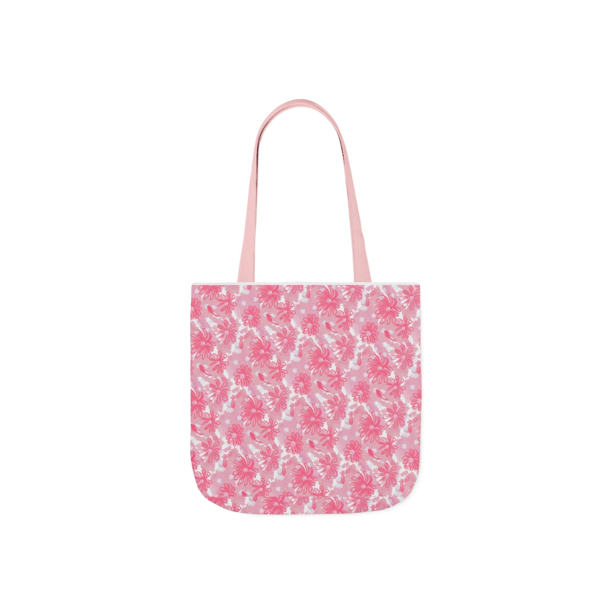 Cute Pink Flora Original Art Canvas Tote Bag, 5-Color Straps Printify