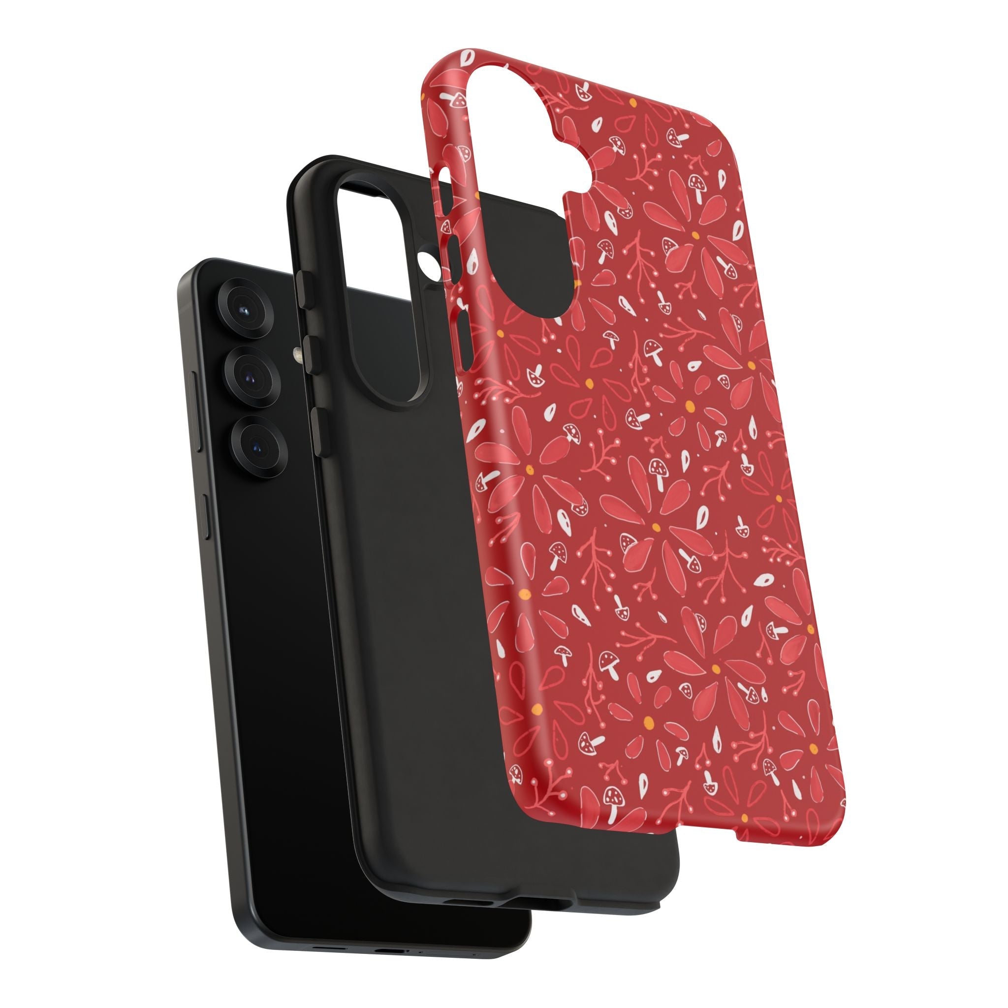 Red Flora Hand Designed Print Tough Cases Printify