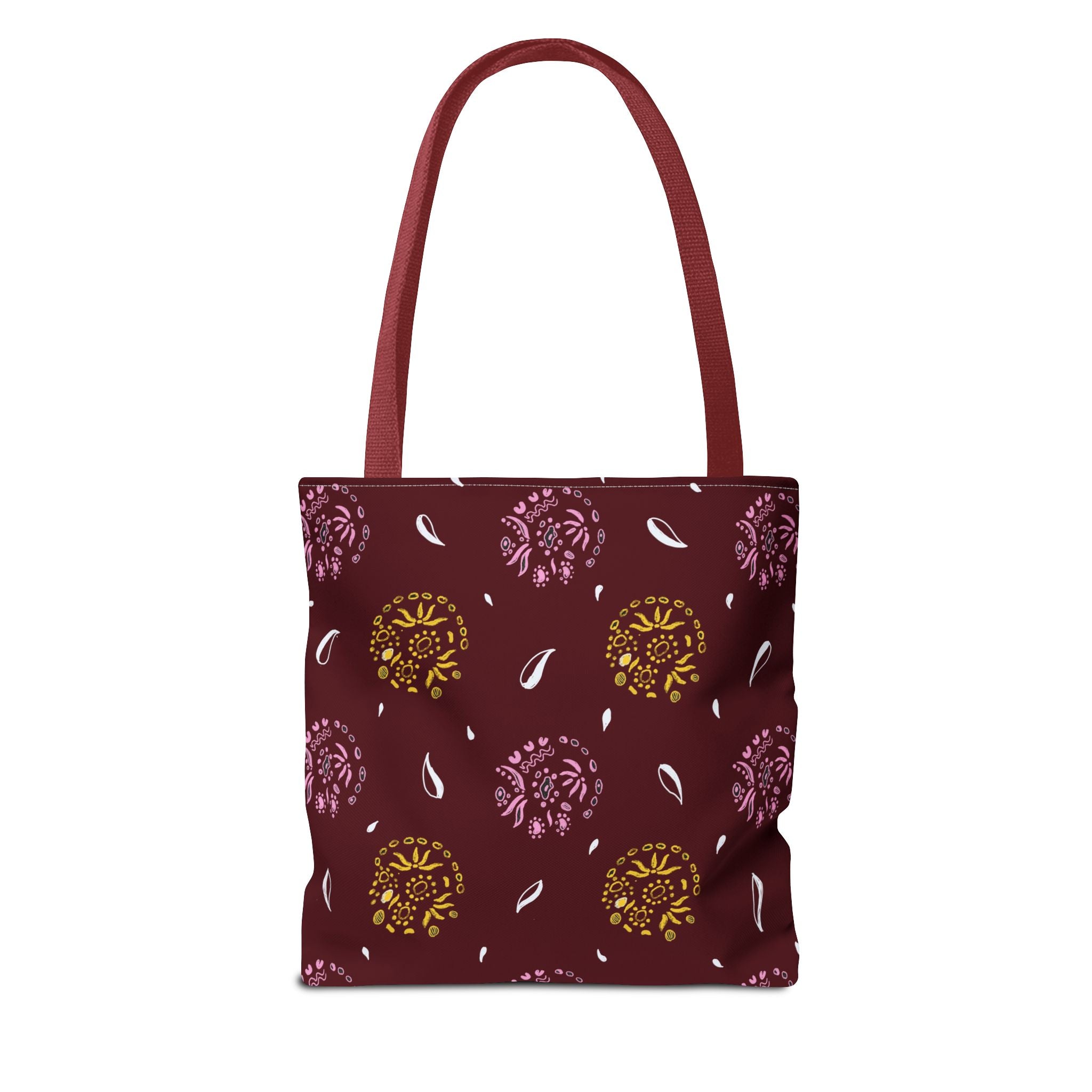 Maroon Abstract Symbol Tote Bag (AOP)
