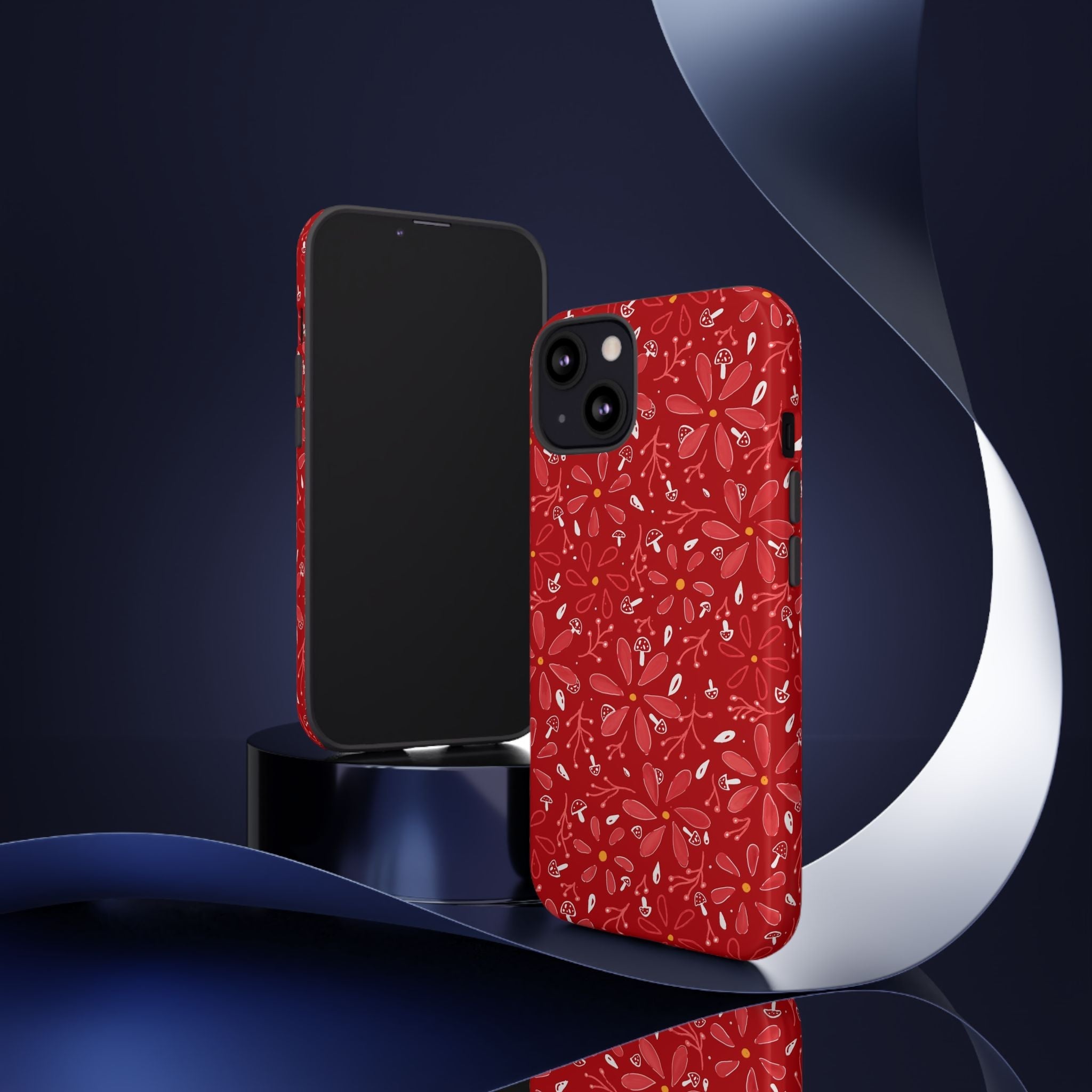 Red Flora Hand Designed Print Tough Cases Printify