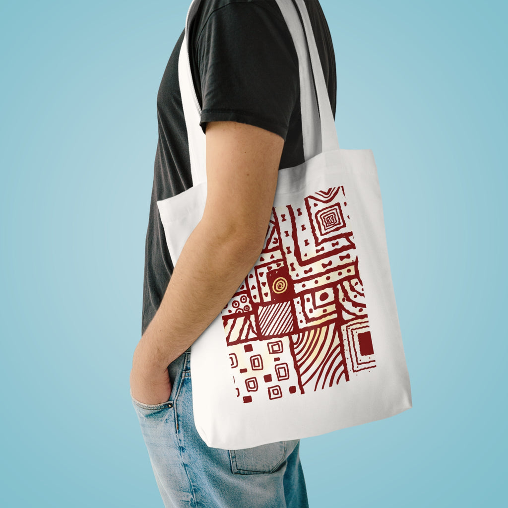 Abstract Red Hand Designed Prints Cotton Tote Bag Printify