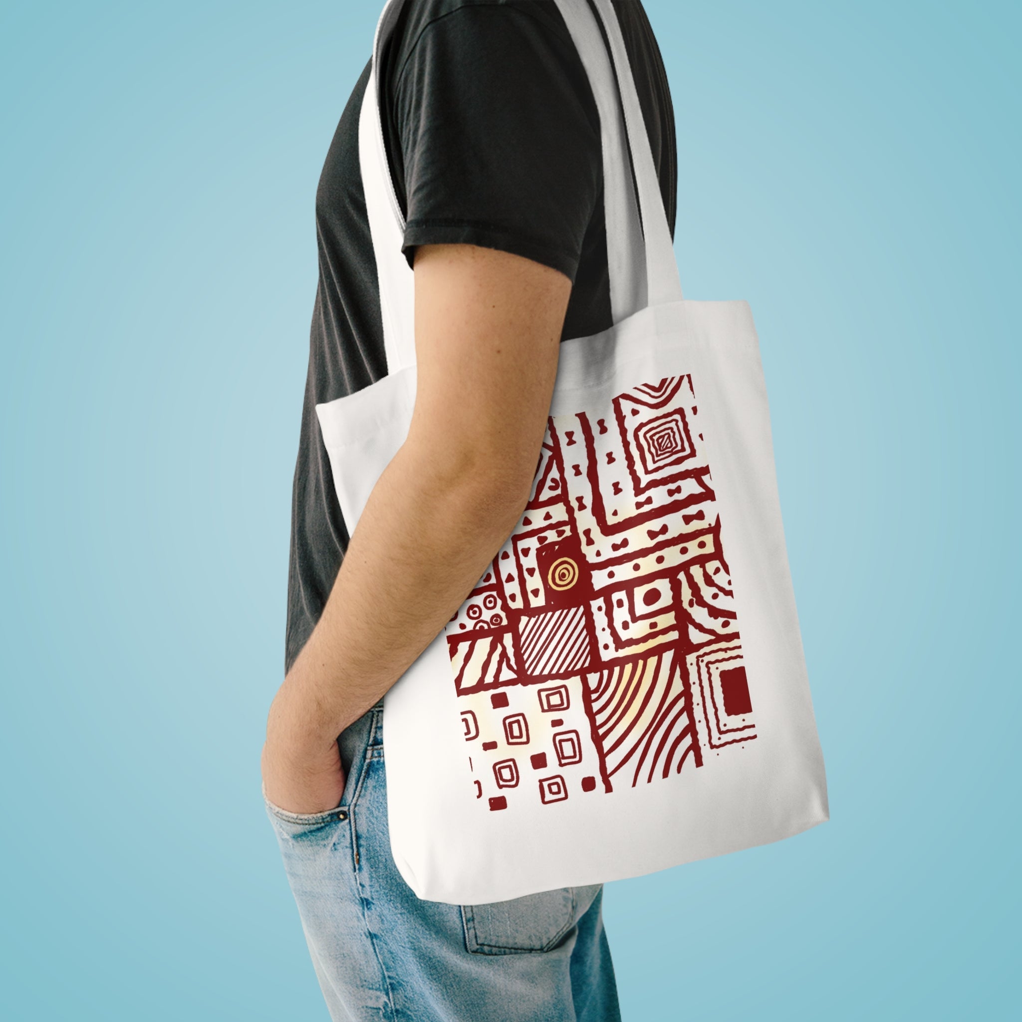Abstract Red Hand Designed Prints Cotton Tote Bag Printify